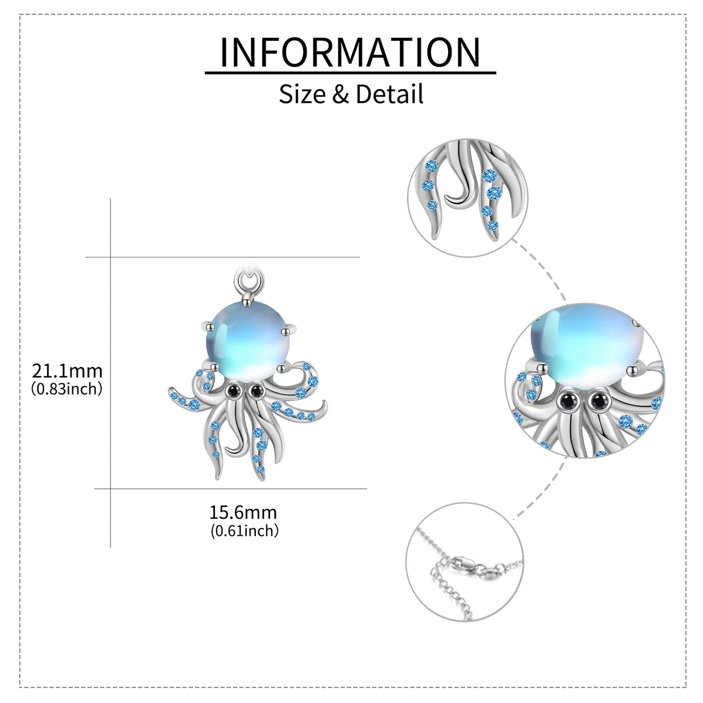 YAFEINI Octopus Necklace 925 Sterling Silver Octopus Pendant Ocean Animal Jewelry for Women Mom