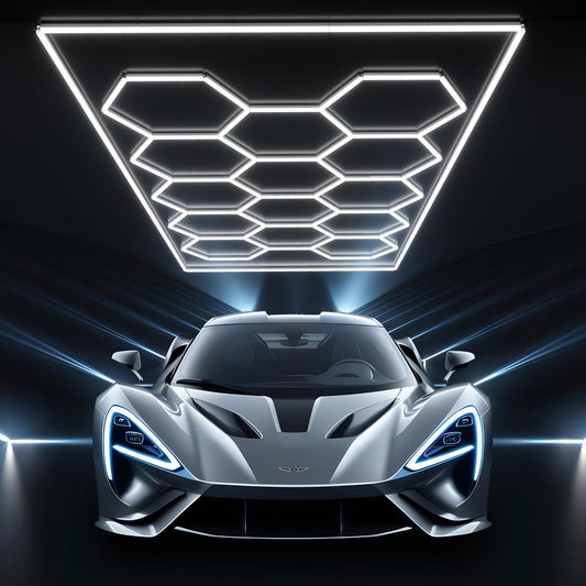 JTT Hexagon Garage Lights, 736W 73600LM LED Garage Hexagon Lights,6500K Super Bright Car Detailing Ceiling LED Shop Light for Basement, Warehouse, Auto Beauty Shop, Car Detailing Shop, Gym etc