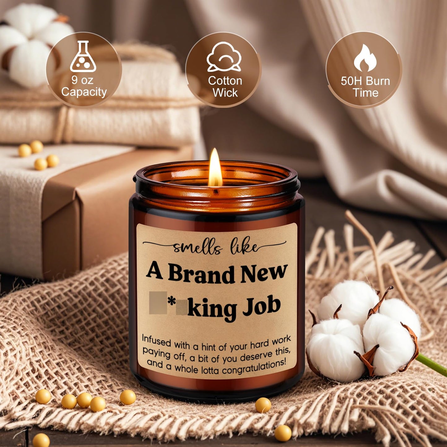 LEADO Scented Candle, New Job Gifts for Women, Men - Congratulations Gifts, Leaving Work, Promotion Present for Women, Friend, Boss - Congrats on New Job, Funny Presents for Coworker Leaving