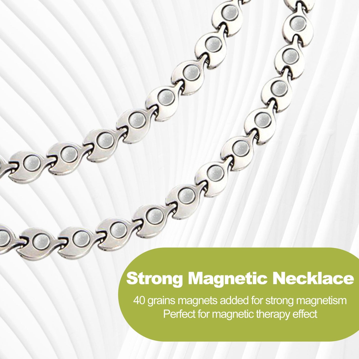 KYOSI Magnetic Necklace for Women, Stylish Leaf Pattern Links, Magnet Necklace with 3500 Gauss, Comfortable Daily Wear Jewelry Gift (Silver)