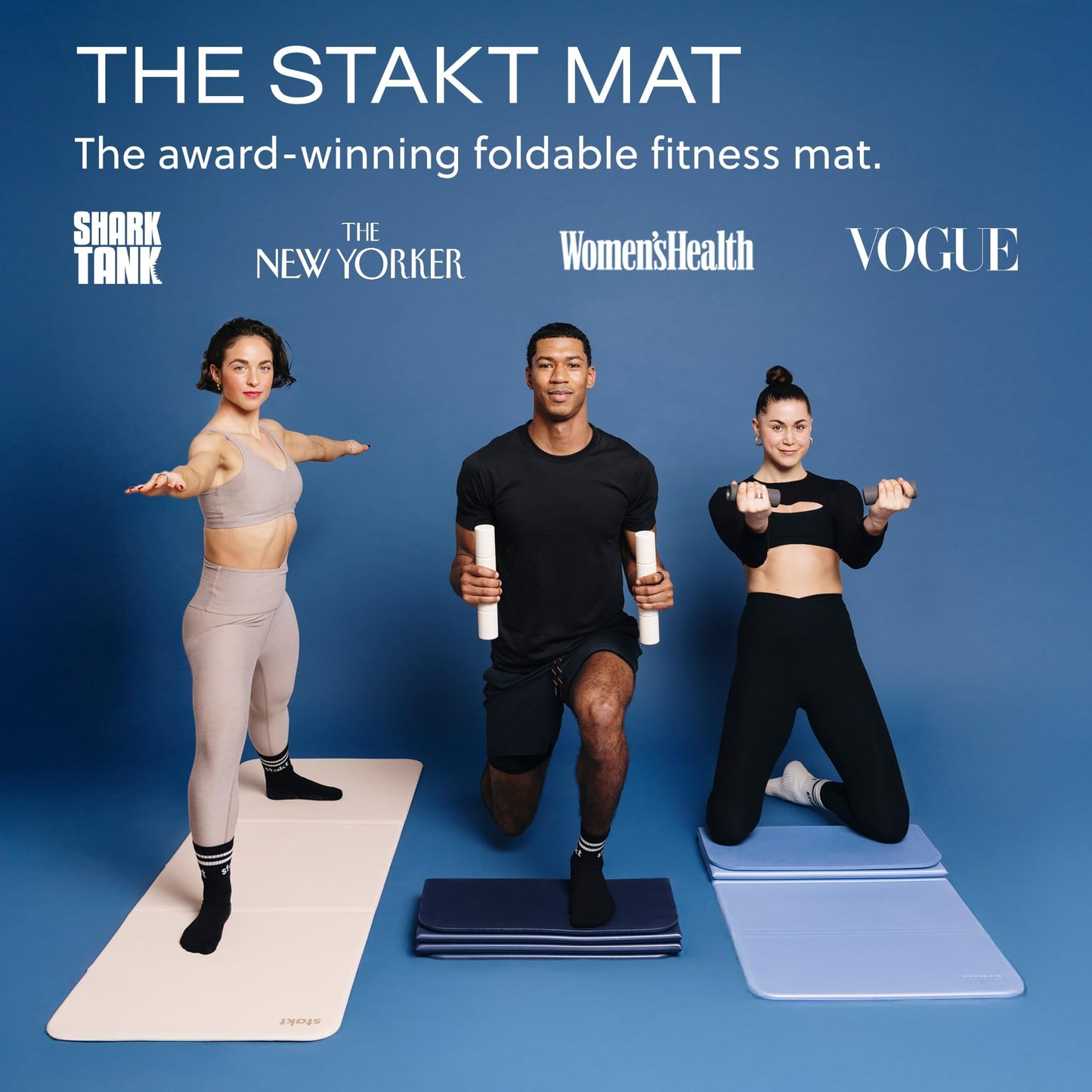 Stakt The Original Foldable Yoga Mat, Premium Foldable Exercise & Workout Mat with Non-Slip Surface, Lightweight Portable for Studio or Home Use, As Seen on Shark Tank - Tide