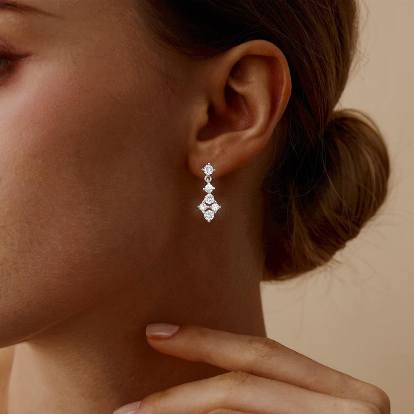 Lunvky 14K Gold Plated Dangle Earrings for Women Dainty Silver Drop Earring Trendy Long Dangling Wedding Bridesmaid Hoop Diamond Crystal Cute Earring Prom Jewelry Graduation Gifts