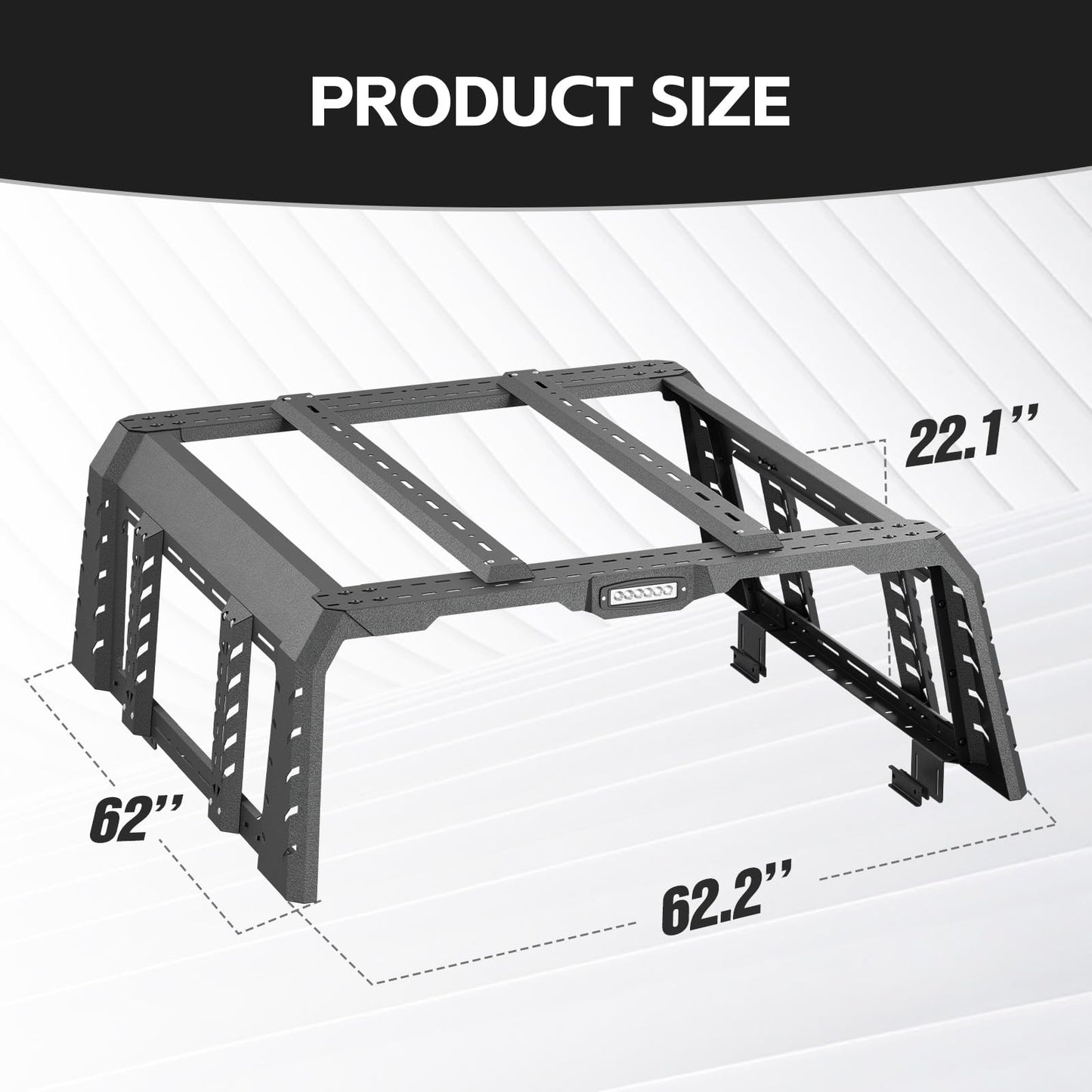 YZONA 22" High Overland Bed Racks Truck Cargo Carrier Compatible with 2020-2026 Gladiator JT with LED Lights and Bed Rails, Full-Size Truck Rear Ladder Rack Back Cross Bars