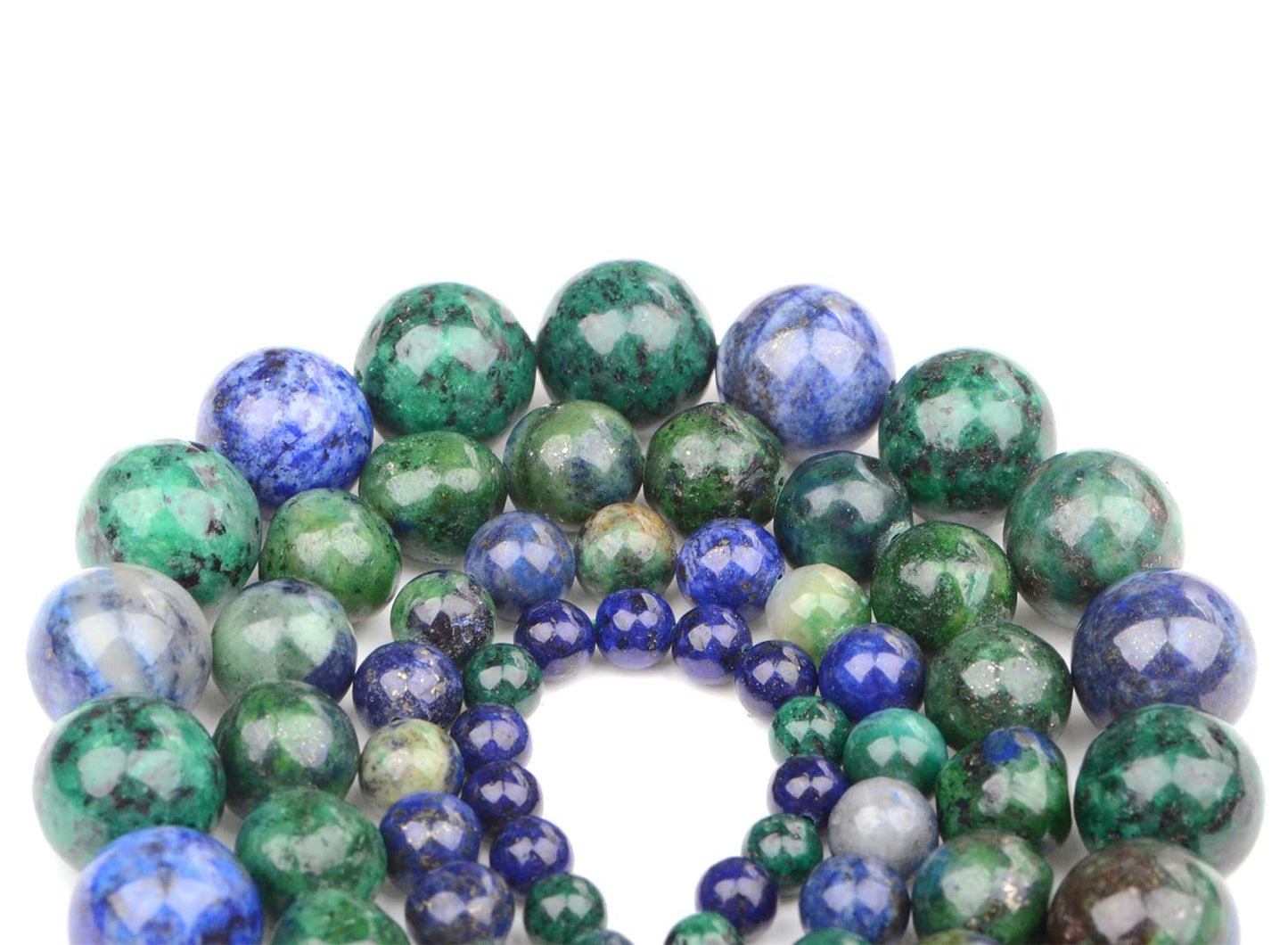 Bymitel 90 pcs Genuine Real Round Loose Stone Beads Gemstone Spacers for Charm DIY Jewelry Making 15.5" per Strand 4mm (Lapis Lazuli Chrysocolla, 4mm)