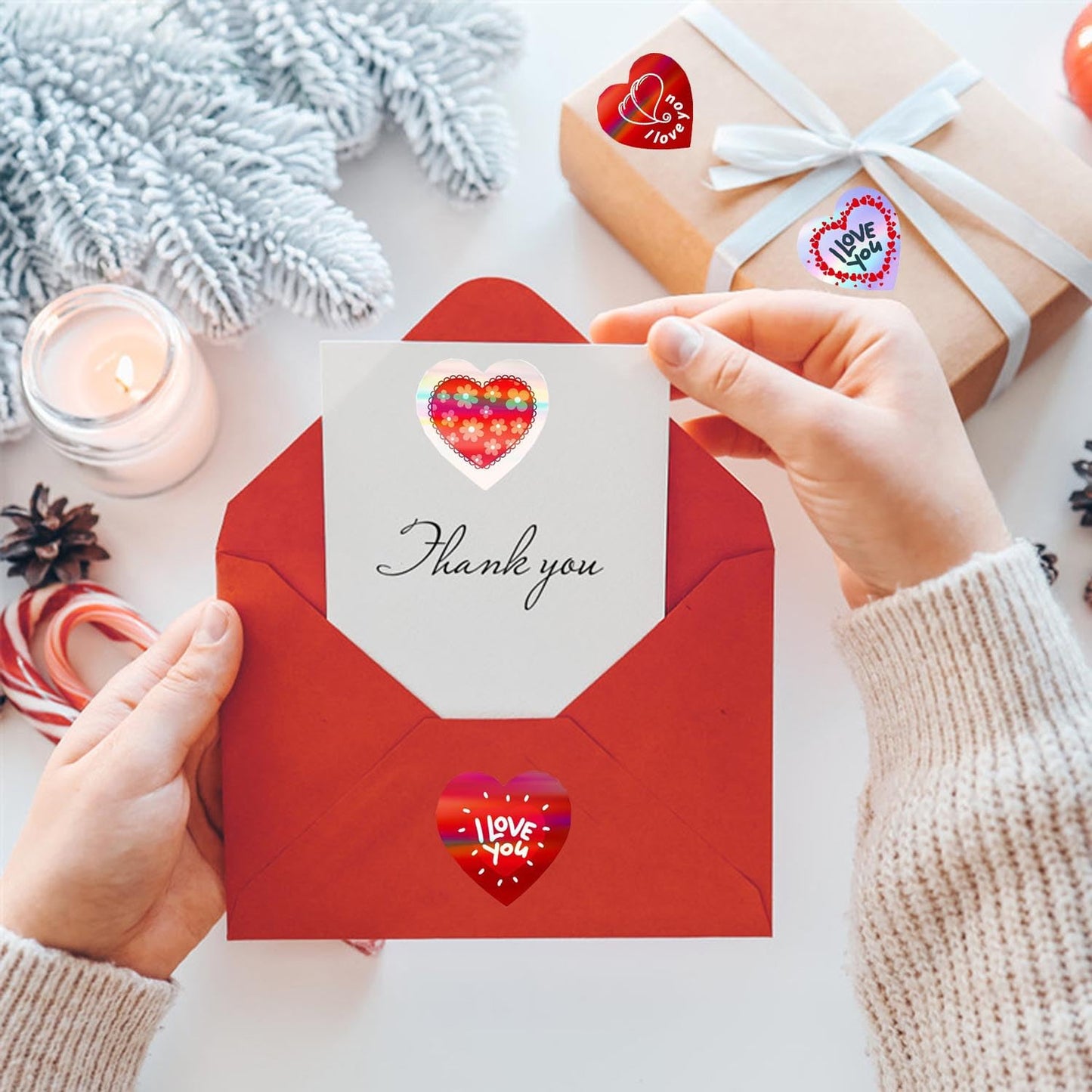Glitter & Holographic Red Heart Shaped Stickers with “I Love You “Stickers 600PCS 1" 18 Designs for Valentine's Day, Mother's Day Gifts, Wedding Decor, Envelopes,Invitations & Scrapbook