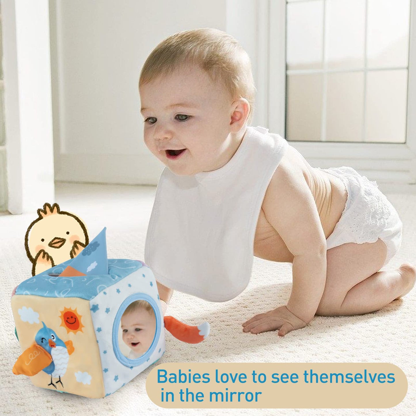 Twefex Baby Tissue Box Toy, Montessori Toy for Babies 6-12 Months, Tissue Box Baby Sensory Toys for 1 Year Old Boy Girl, Early Learning Baby Infant Toys 6-12 Months