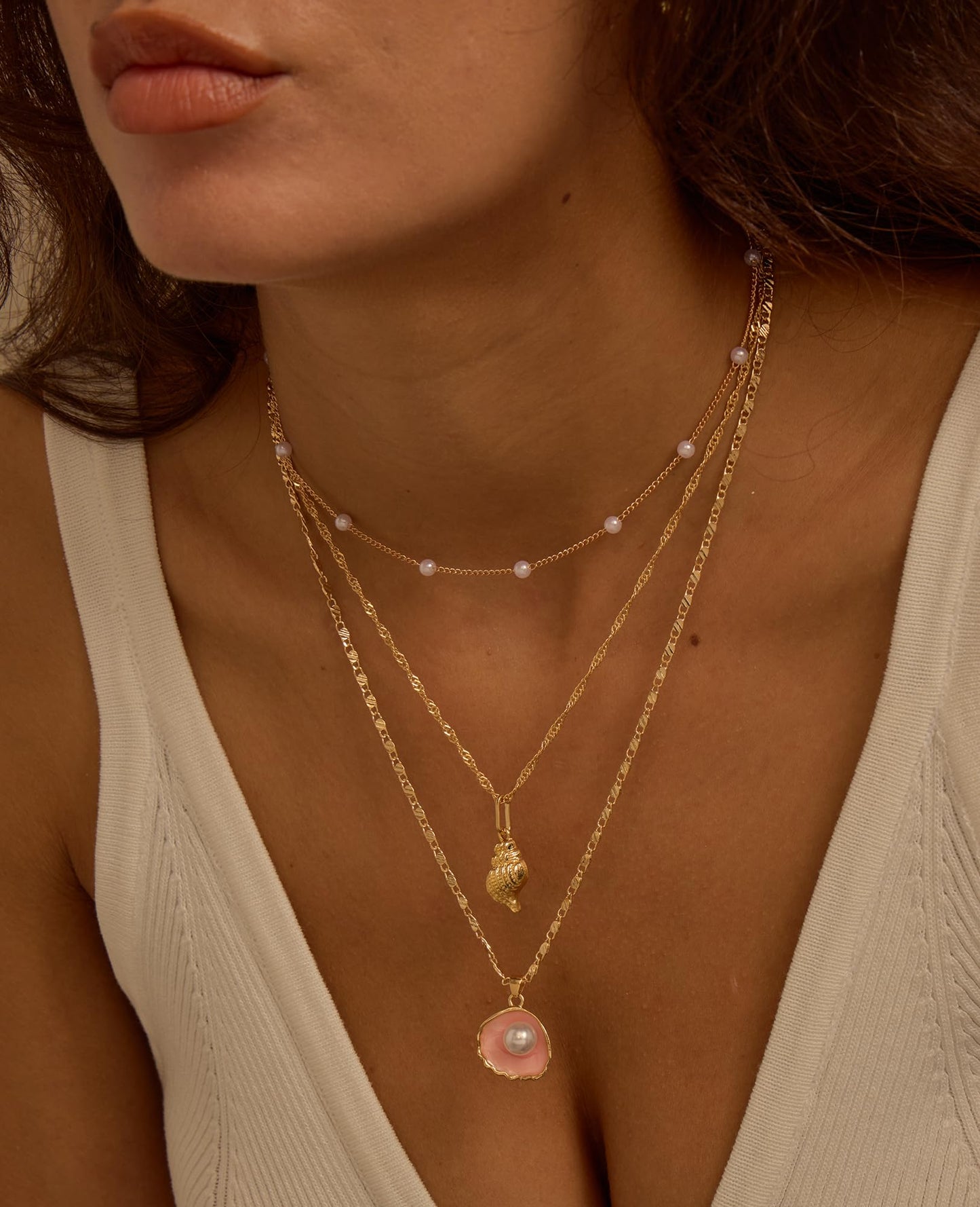 Drogomen Seashell Necklace for Women Shell Conch Pearl Choker Necklaces Beach Accessories Sea Shell Necklace Hawaiian Summer Beach Jewelry for Women Vacation (BP)