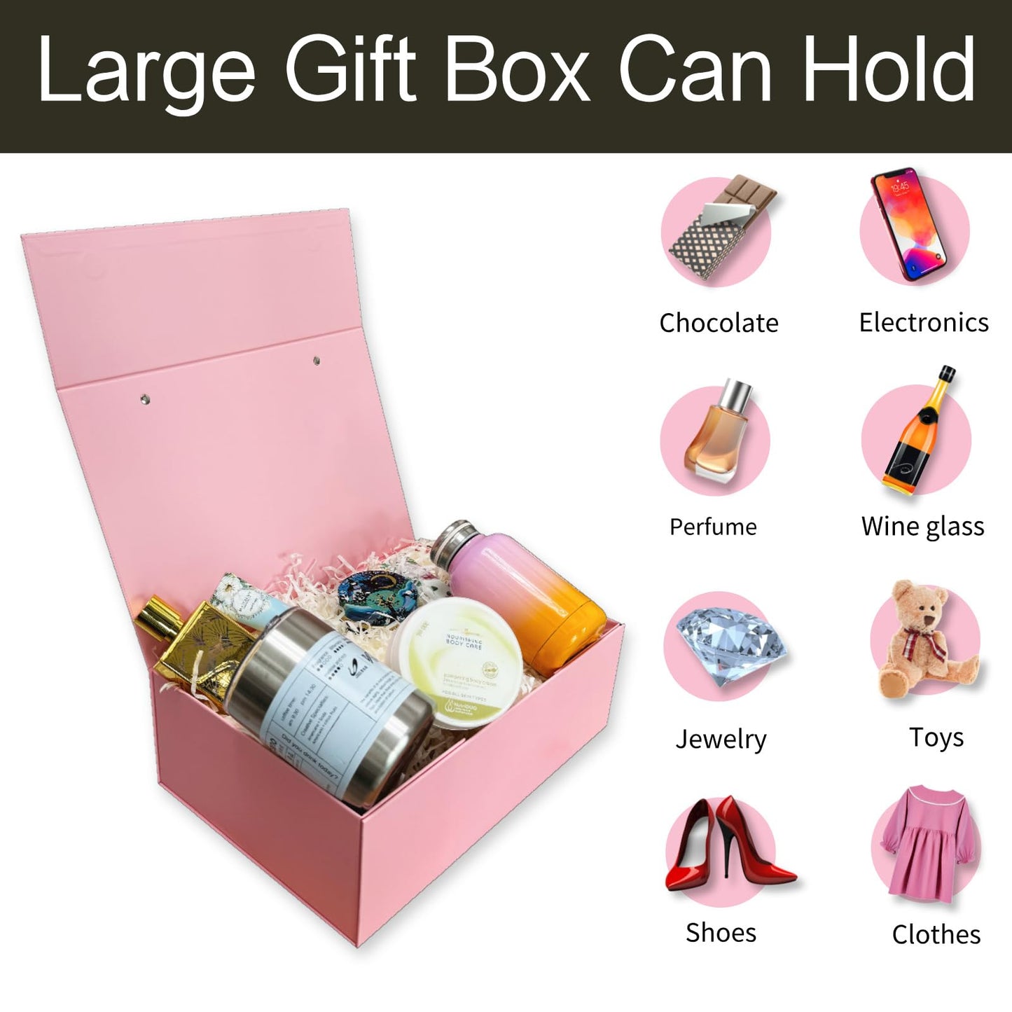 Joyscoop Large Gift Box 2 Pack 13 x 9 x 4.3 inch with Magnetic Lids, Luxury Gift Box for Mother's Day, Birthday, Weddings, Baby Showers, and More