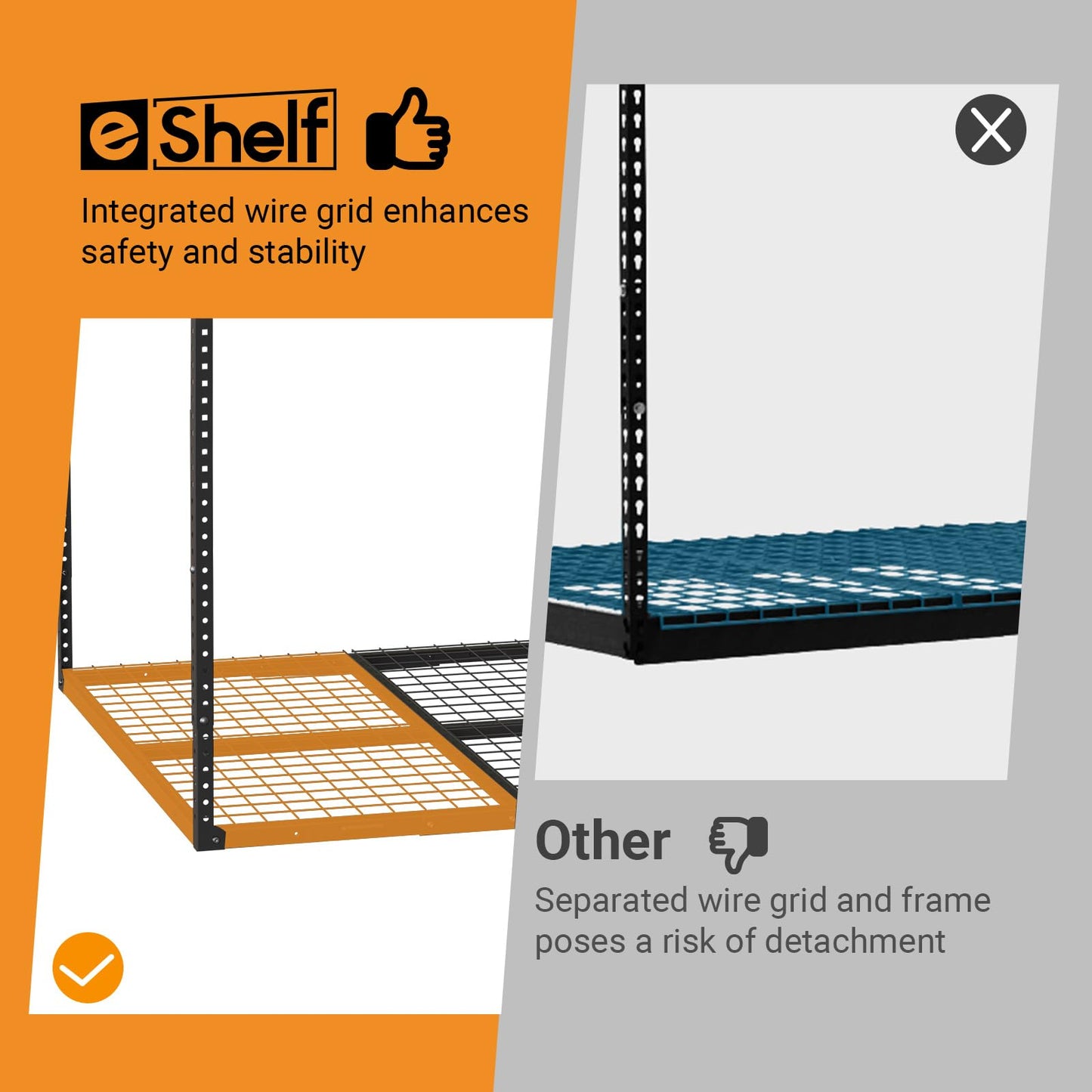eShelf 4ftx8ft Overhead Garage Storage Rack, Heavy-Duty Metal Garage Ceiling Storage Rack, 22''-40" Adjustable Ceiling Drop-Down, 600 lb. Loading Weight Capacity, Black