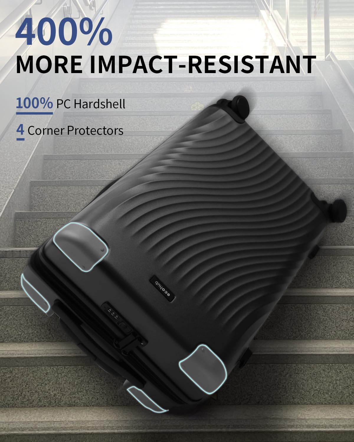 ECOHUB Hardside Expandable Carry On Luggage 2 Set and Packing Cubes 7 Set Tear-Resistant Packing Cubes
