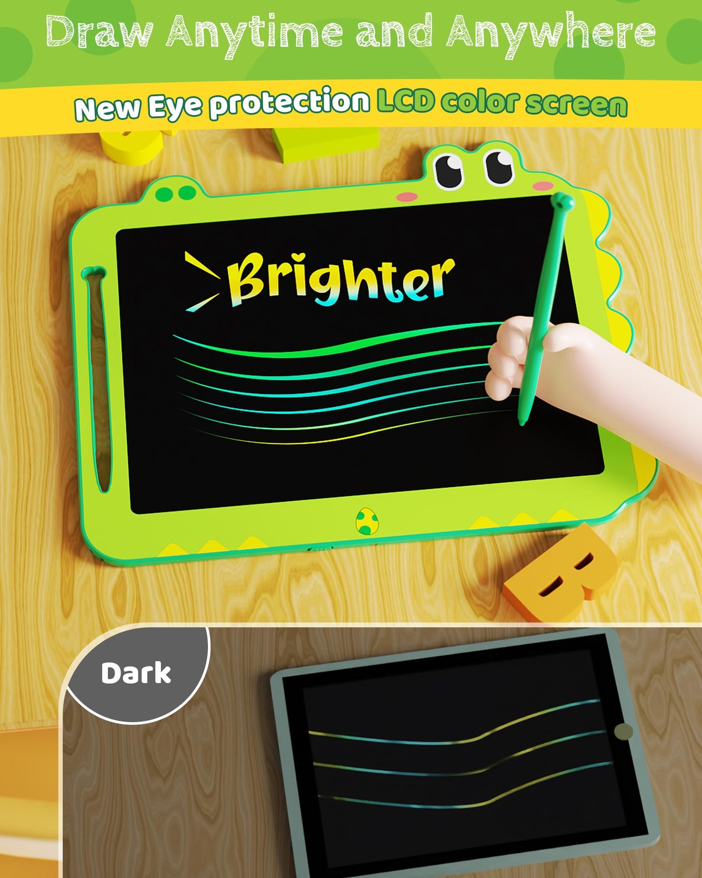 12 inch LCD Writing Tablet for Kids, Unicorn Toys Gifts for Girls Aged 3-5, Toddler Girl Kids Educational Travel Toy, Birthday Gift for 3 4 5 6 7 8 9 Year Old Girl (Green