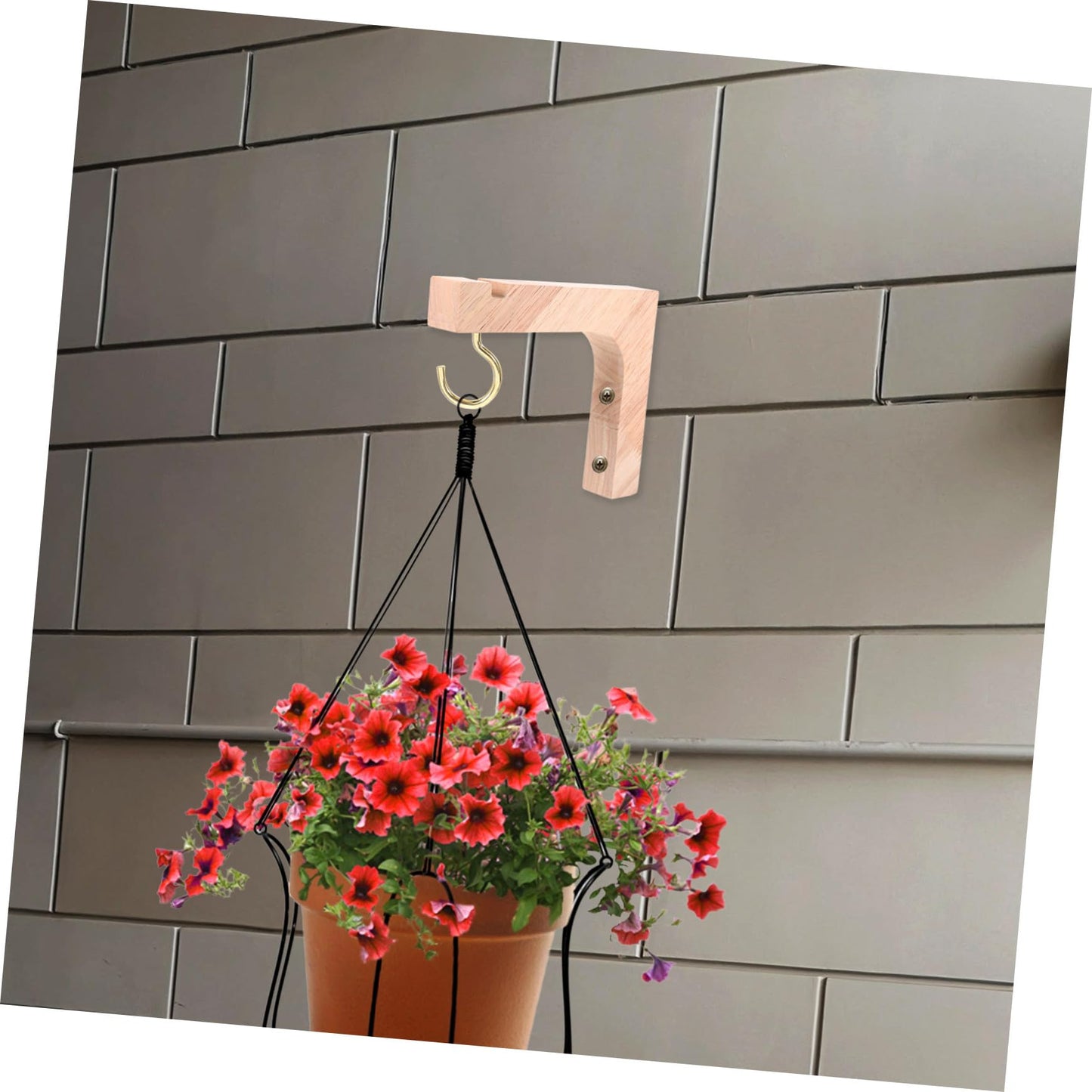 CONGARTENO Wooden Plant Hooks 2pcs Heavy-Duty Wall Mount Plant Hangers for Indoor and Outdoor Hanging Planters, Ceiling and Wall Mount Flowerpot Brackets, Natural Wood Finish