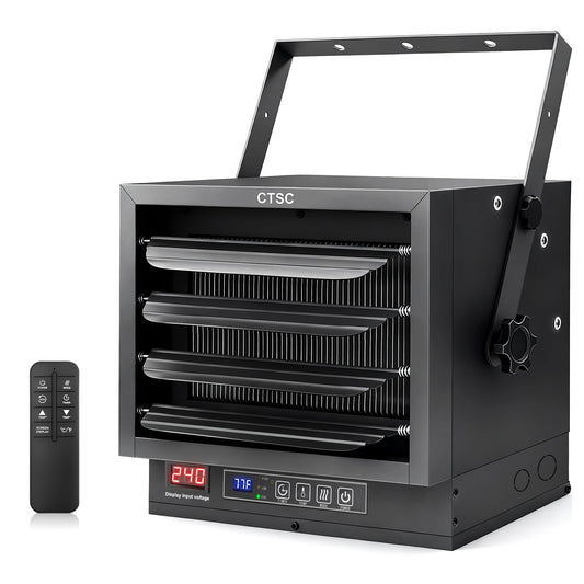 CTSC 8500W Garage Heater Electric, 240v Hardwired Fan-Forced Electric Garage Heater with Digital Thermostat, Remote Control and Timer, ECO Function, Ideal for Workshop, ETL Listed Garage Heater