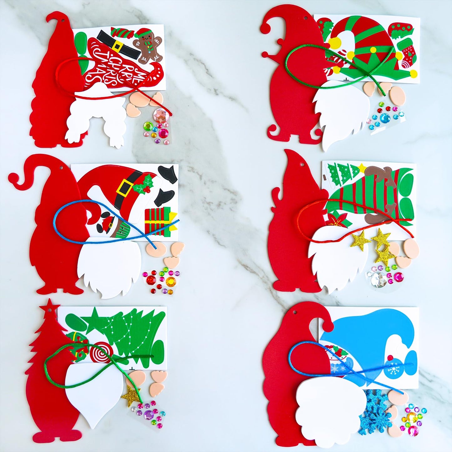 Winlyn 24 Sets Christmas Craft Kits - Winter Crafts DIY Gnome Ornaments & Decorations Art Sets with Foam Stickers for Kids Holiday Seasonal Home & Classroom Activities Party Favors