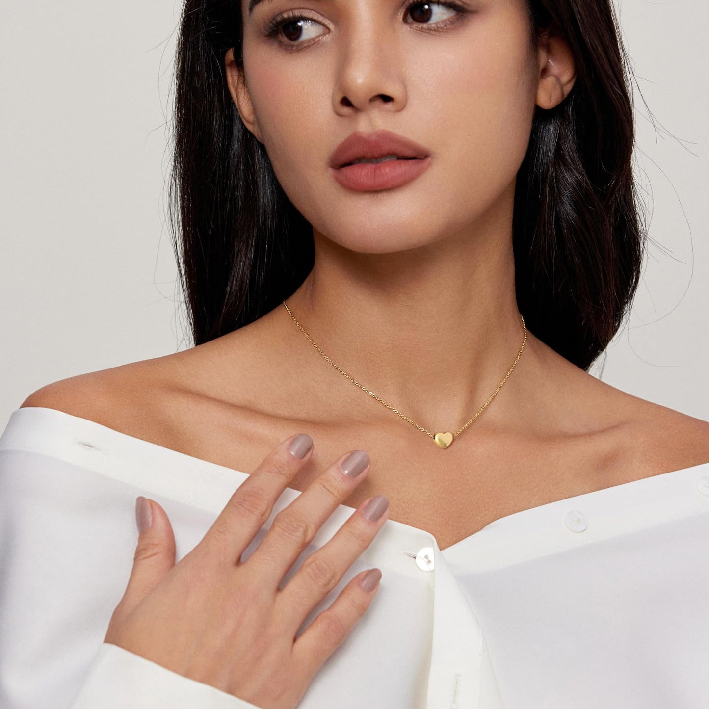 Zeffy Gold Heart Necklace Small Puffy Necklaces Trendy Dainty Tiny Heart Choker Necklaces Dainty Simple Gold Jewelry Christmas Gifts
