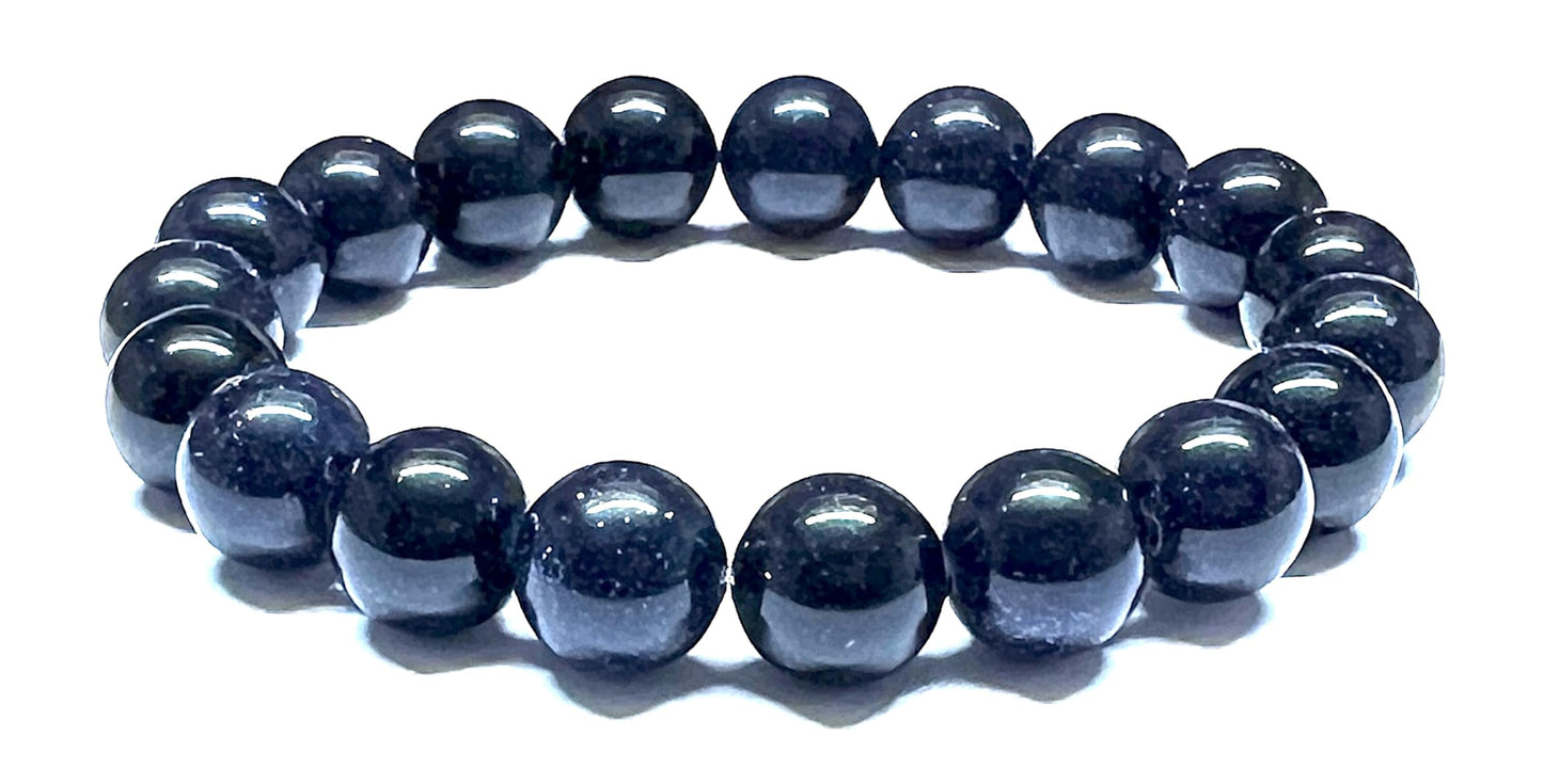 AWAKEN YOUR KUNDALINI Blue Goldstone Bracelet – 10mm Beads, Birthstone & Chakra Energy