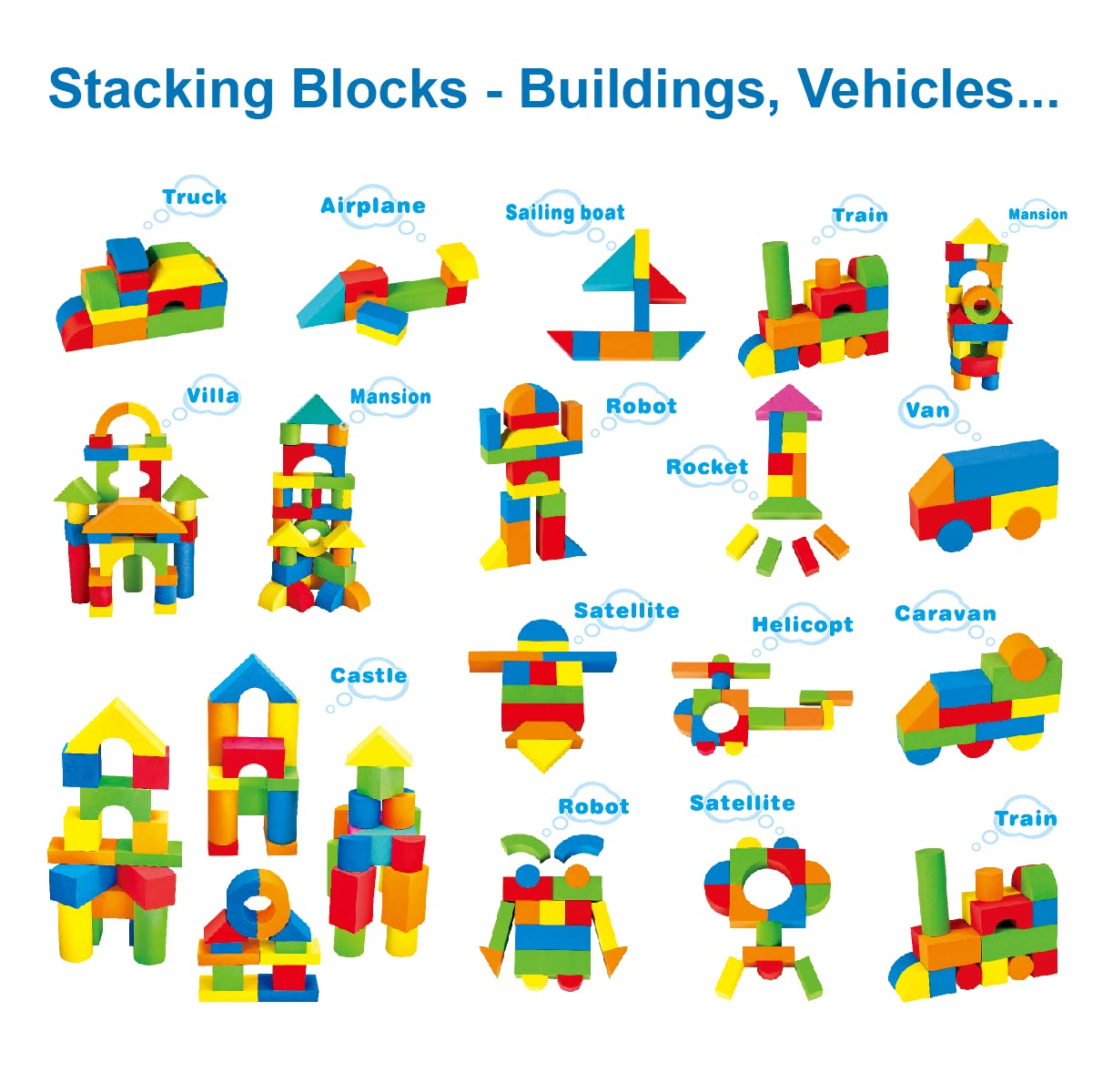 Pairez Toys Foam Building Blocks for Toddlers 2-4, 41 Pieces EVA Soft Stacking Blocks, Baby Bath Foam Toy Set, Early Learning Construction Toys & Gifts for Kids, Boys & Girls 18+ Months
