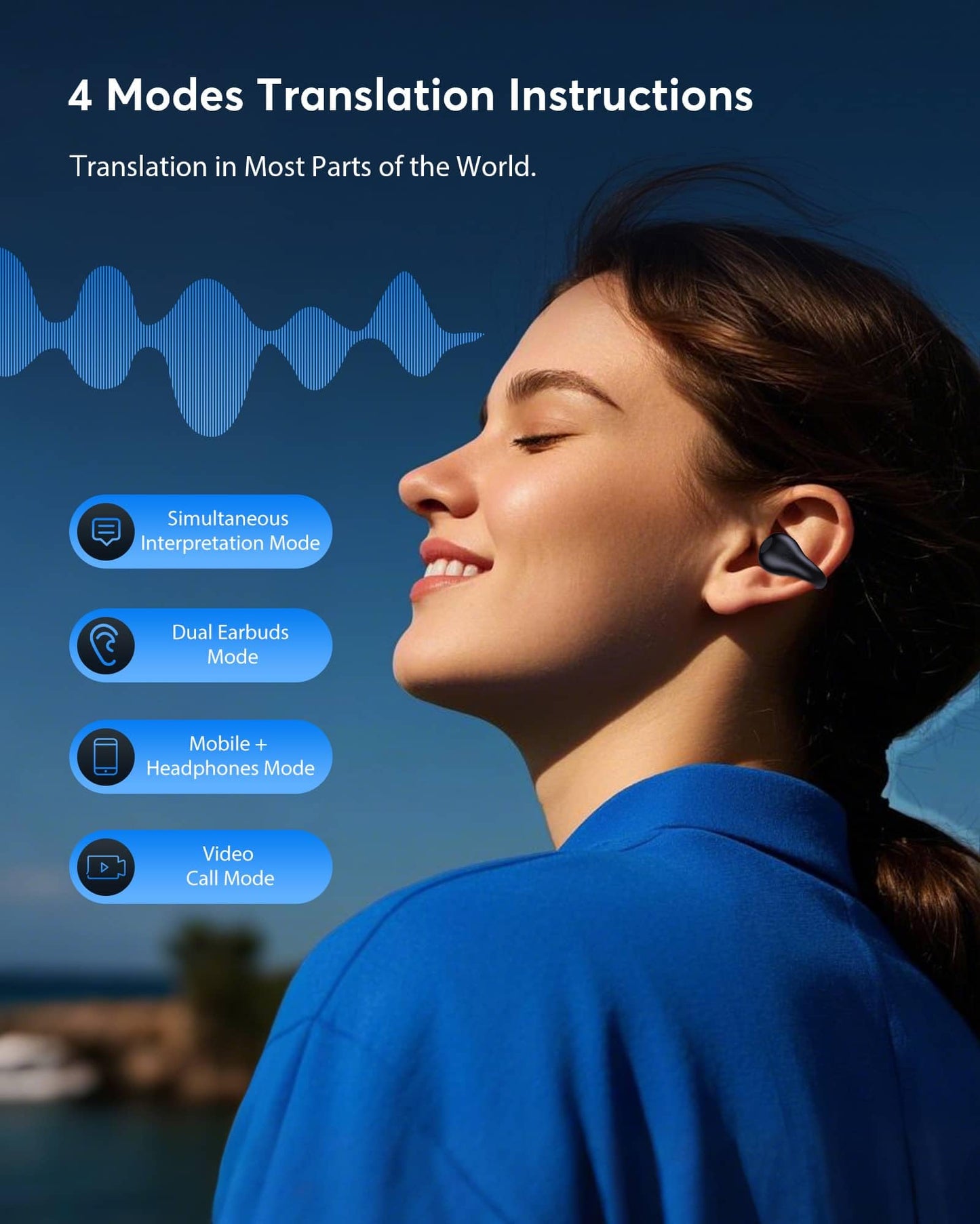 Boytond AI Translation Earbuds Real Time 144 Languages 60H Playtime Translator Ear Buds Audifonos Traductores Inglés Español Wireless Earphones Bluetooth Headphones for Travel Business Meeting