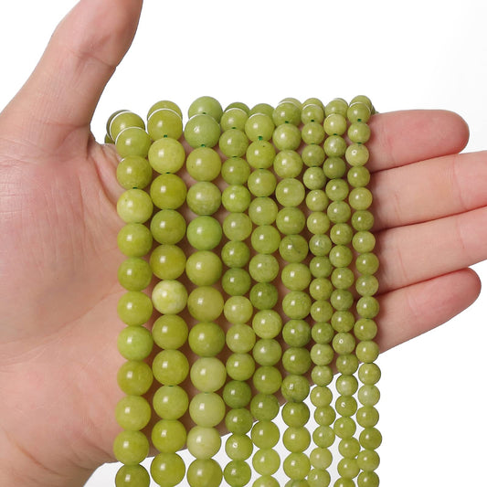 45pcs 8mm Peridot Loose Beads for Jewelry Making, Natural Semi Precious Beads Round Smooth Gemstone Spacer Beads Charms for Necklaces Bracelets
