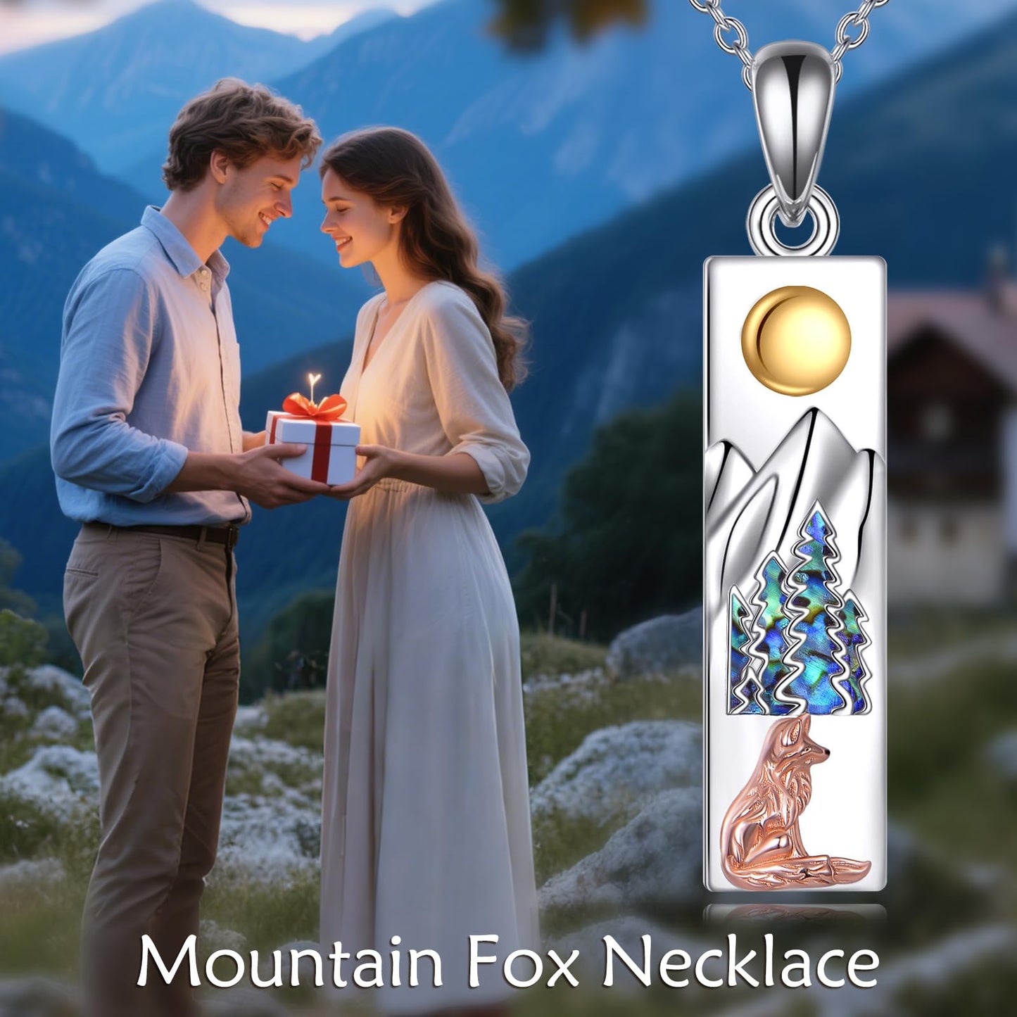 YFN Fox Mountain Necklace for Women Sterling Silver Nature Jewelry Gift for Skiers, Hikers, Campers, Climbers and Nature Lovers