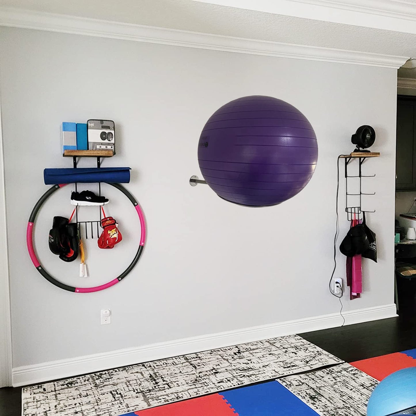 Wall Mounted Stainless Steel Exercise Ball Holder, Sturdy Yoga Ball Storage Rack, Stability ball Display Holder, for Exercise/Yoga/Stability Balls 32 cm to 86 cm (13" to 34"), With mounting screws