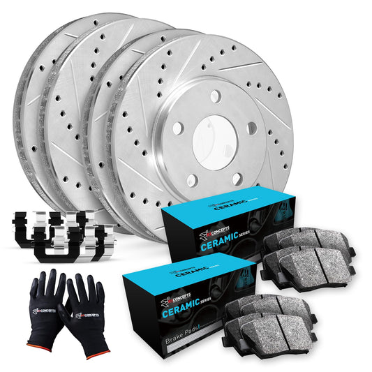 R1 Concepts Front and Rear Brake Kit For 2009-2014 Acura TSX, 2008-2012 Honda Accord EX, EX-L Coupe & Sedan| Drilled Slotted Brake Rotors| Ceramic Brake Pads and Rotors Kit| Hardware included