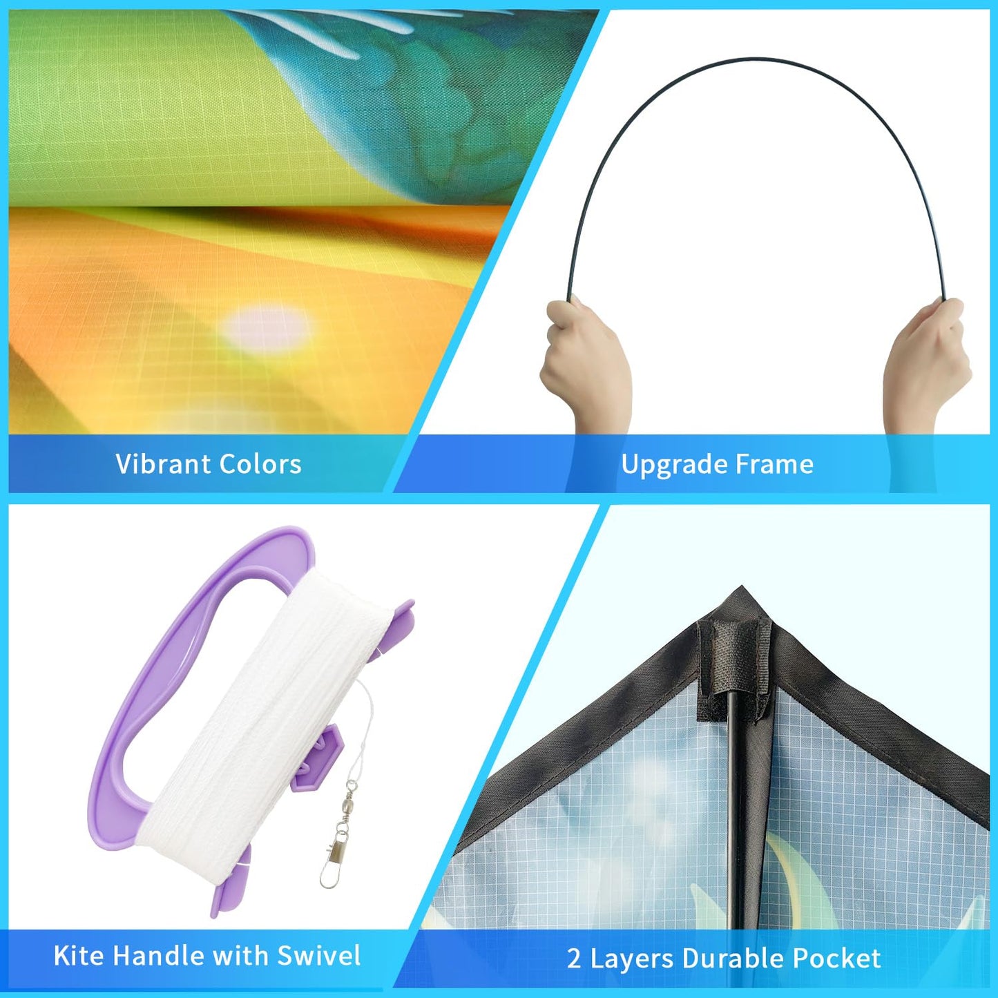 Xida Dragon Kites for Kids Ages 4-8, Kites for Adults, Easy to Fly Kite for Beginners, Boys & Girls, Durable and Quick Assembly, Perfect for Beach, Park, and Family Outdoor Activities