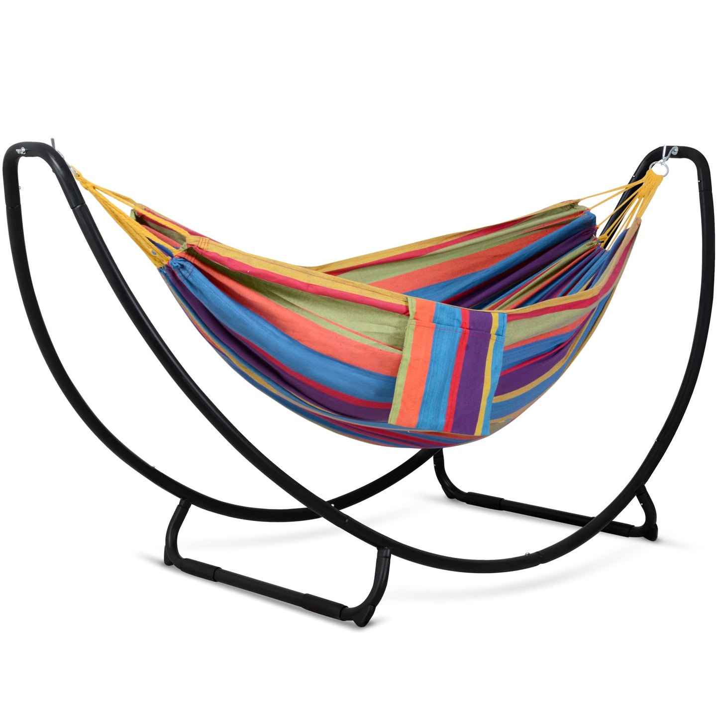 SUNCREAT Portable Space Saving Hammock with Stand, Two Person Hammock with Stand Included, Patent Pending, Rainbow