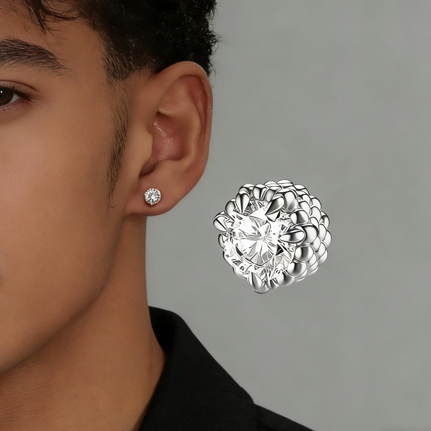 keekingdom silver Magnetic Stud Earrings for Men Women Dragon Claw Design Cubic Zirconia No Piercing Clip On Magnet Ear Jewelry for Daily Wear and Precious Holiday Present