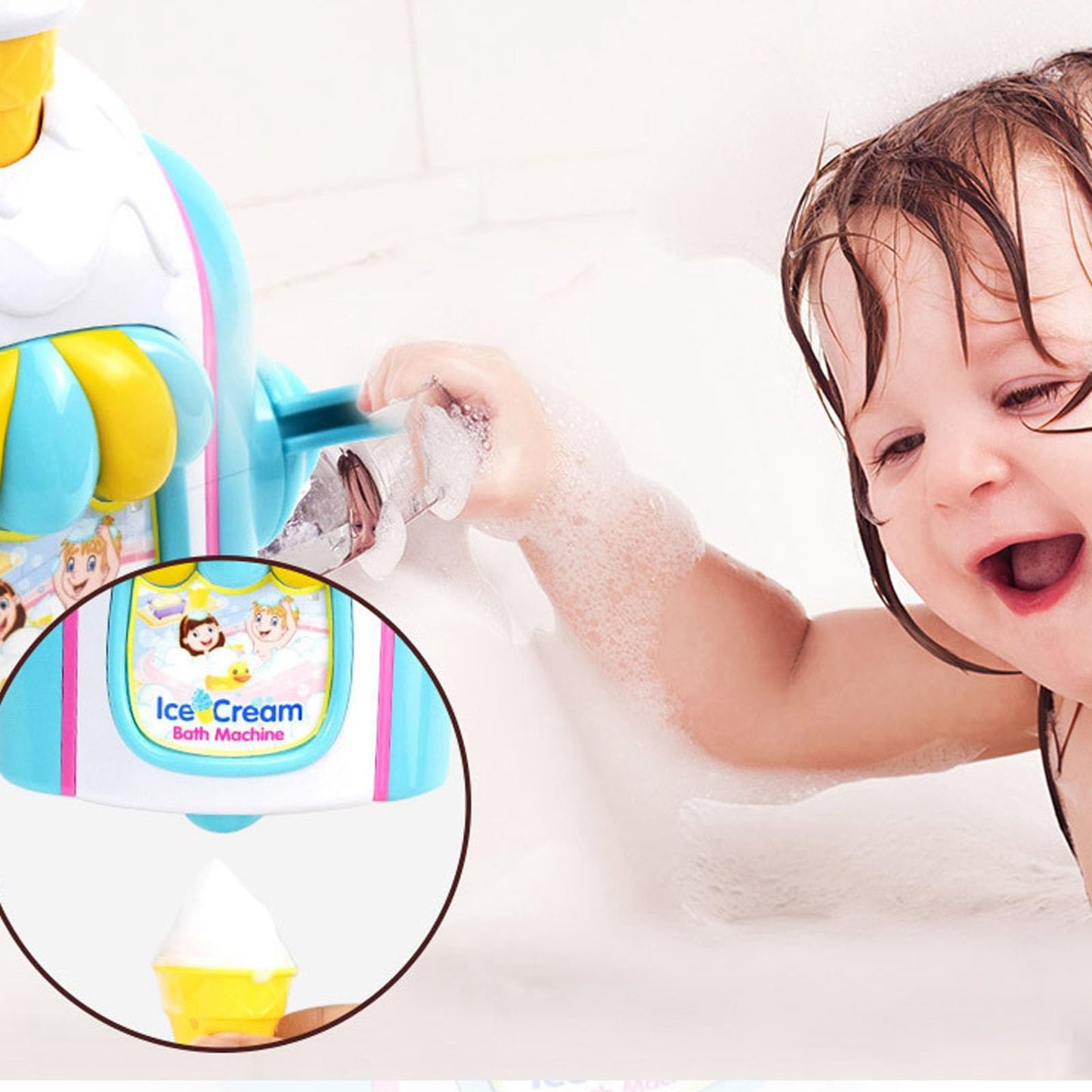 GOWENIC Bubble Ice Cream Maker Bath Toy for Toddlers Boys Girls, Stimulates Imagination, Stable Installation, Choice, Plastic
