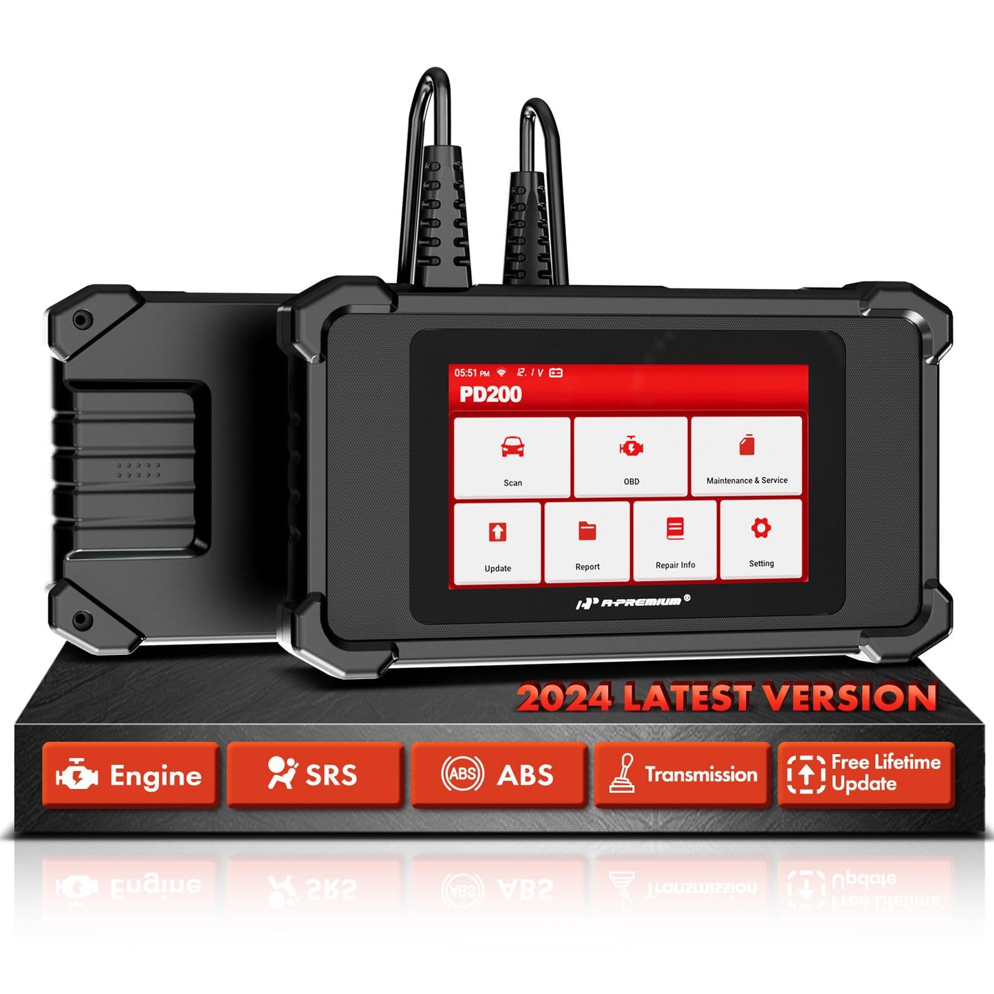 A-Premium 2025 PD200 Enhanced 4 System OBD2 Scanner Diagnostic Tool, All Function Check Engine Code Reader Scan Tool, for Engine/ABS/SRS/Transmission System, 8 Reset, Free Online Update