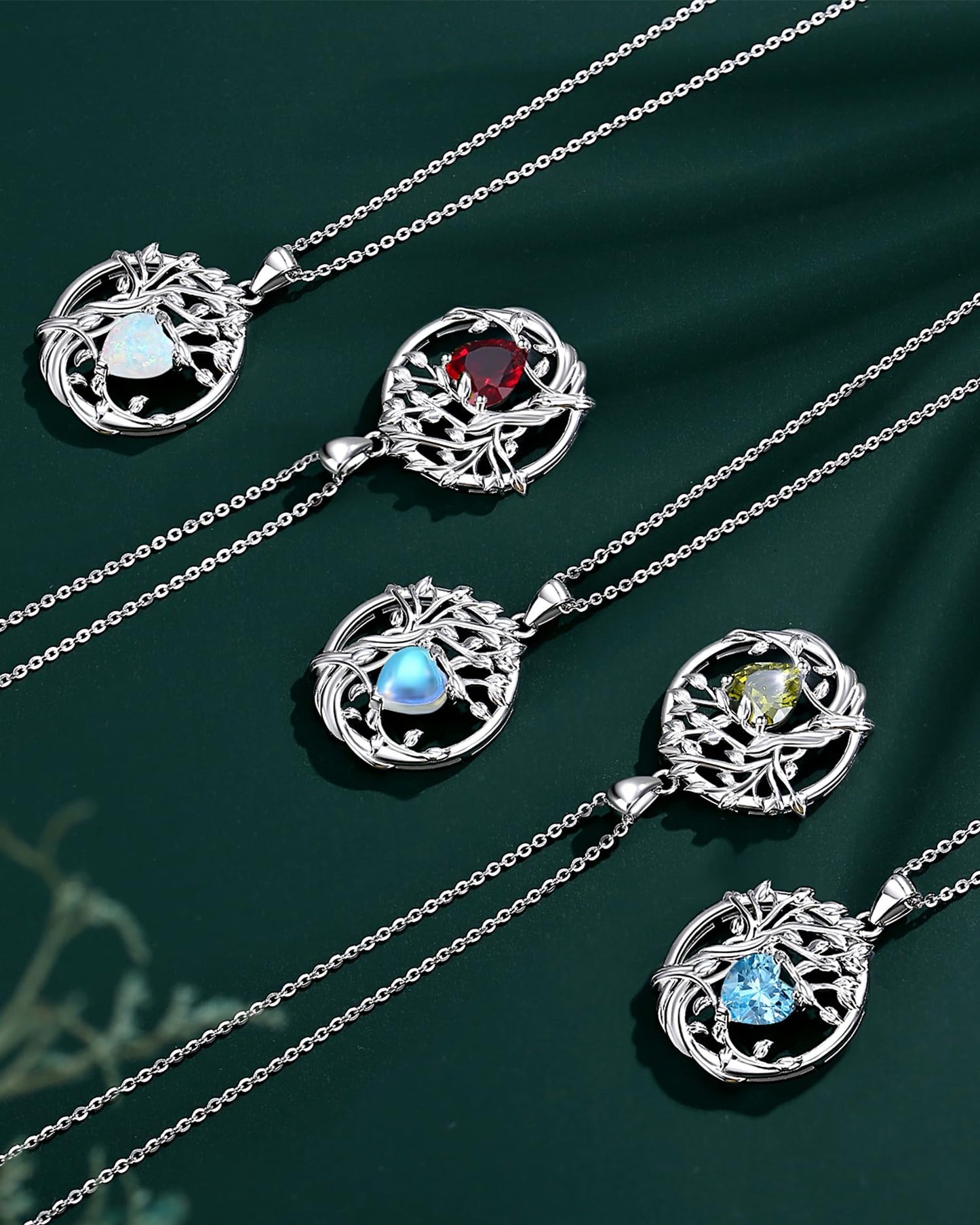 FANCIME Tree of life August Birthstone necklace for women Sterling Silver Tree Jewelry Genuine Peridot Pendant Green Gemstone Anniversary Birthday Christmas Gifts for Wife Mom Her