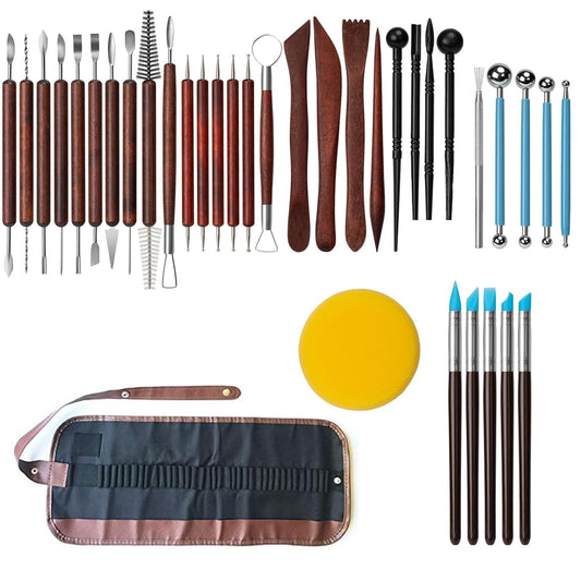 36 PCS Clay Tools Kit, Polymer & Air Dry Clay Sculpting Tools Set, Pottery Tools for Stippling, Carving, Molding, Shaping, Drawing and Dotting for Crafts and Art Projects