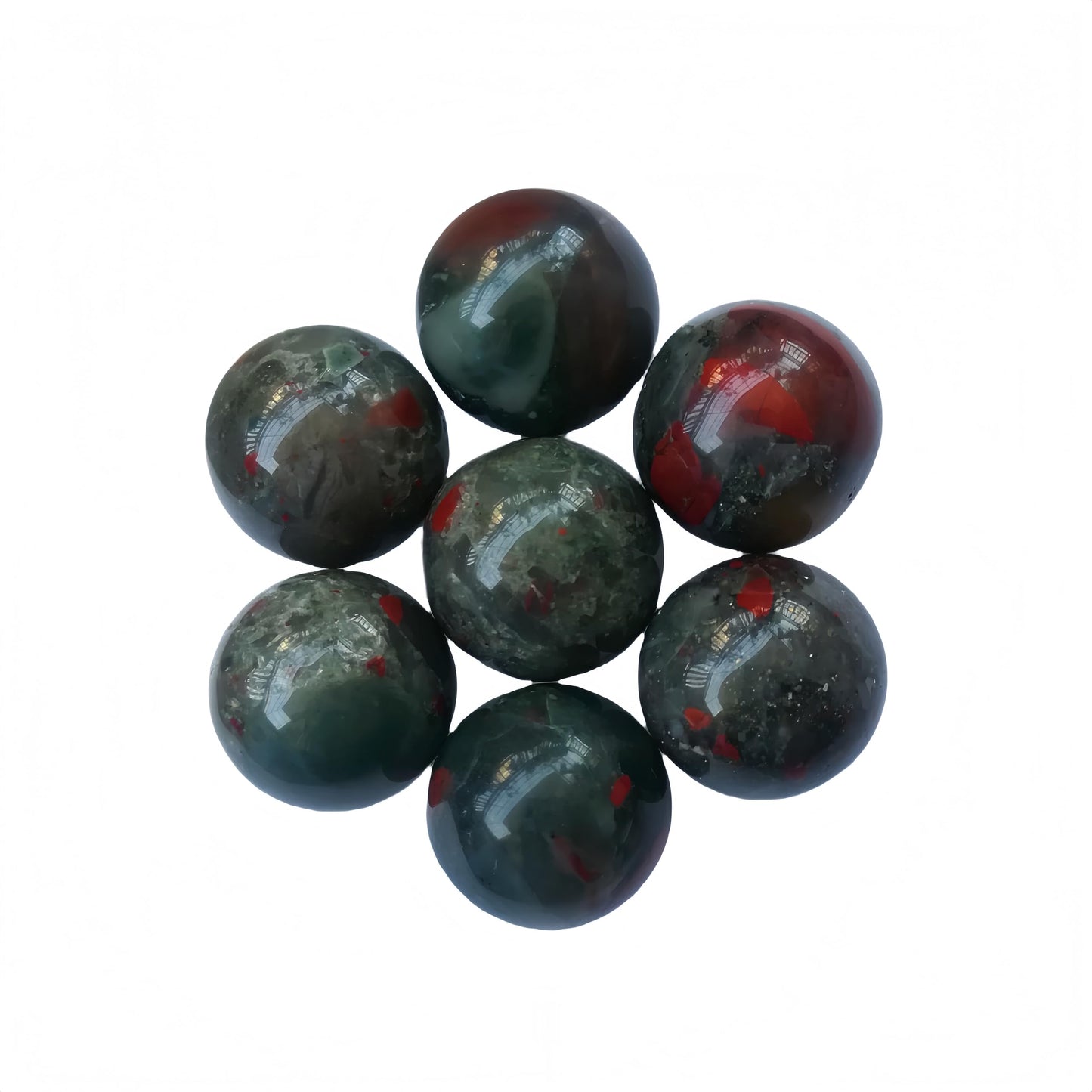 Sunshcat Natural African Bloodstone 0.78 Inchs Crystals and Healing Stone Ball Set,Home Desktop Feng Shui Array Decoration(7 Pieces) ﻿