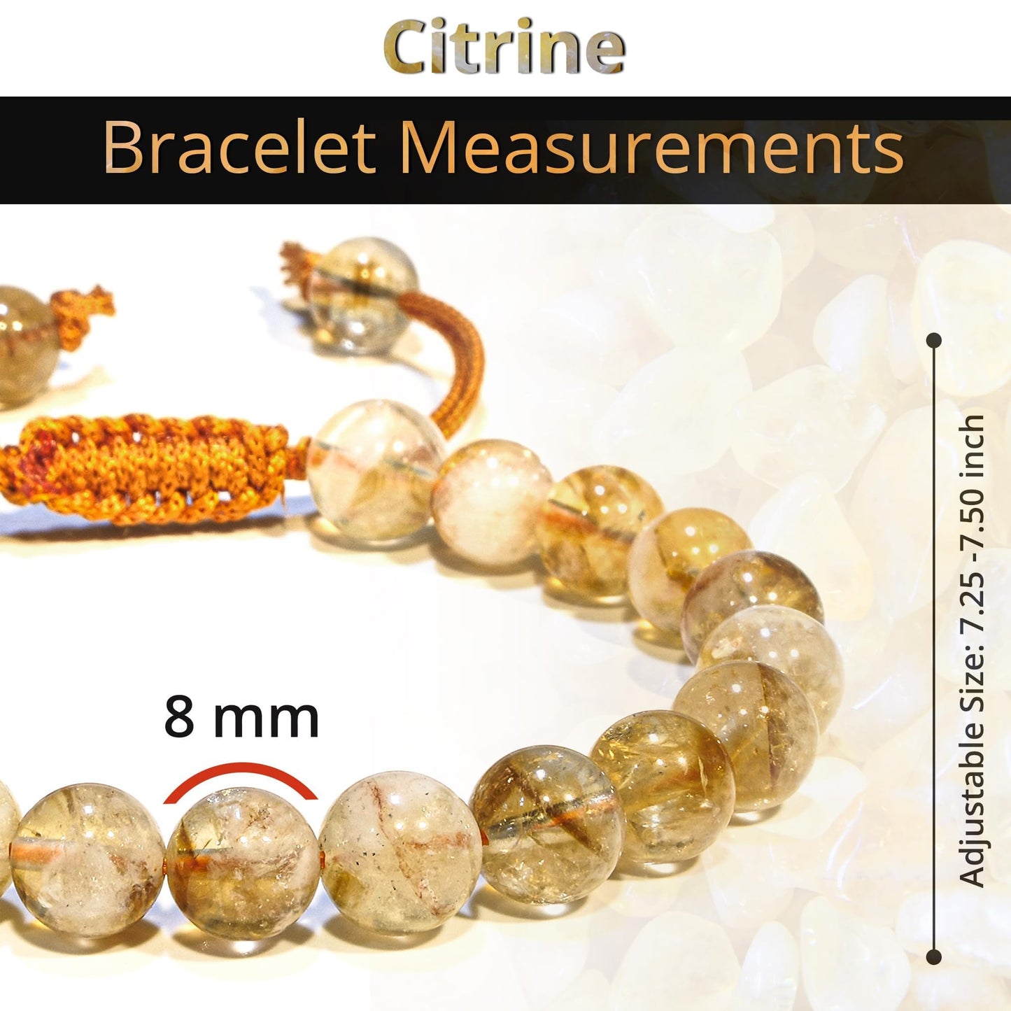 ANAYA AGATE Healing Crystal Bracelet – Chic Gemstone Bracelet for Men and Women – 8mm Round Bead Bracelets for Spiritual Healing, Protection, Positive Energy - Citrine Natural