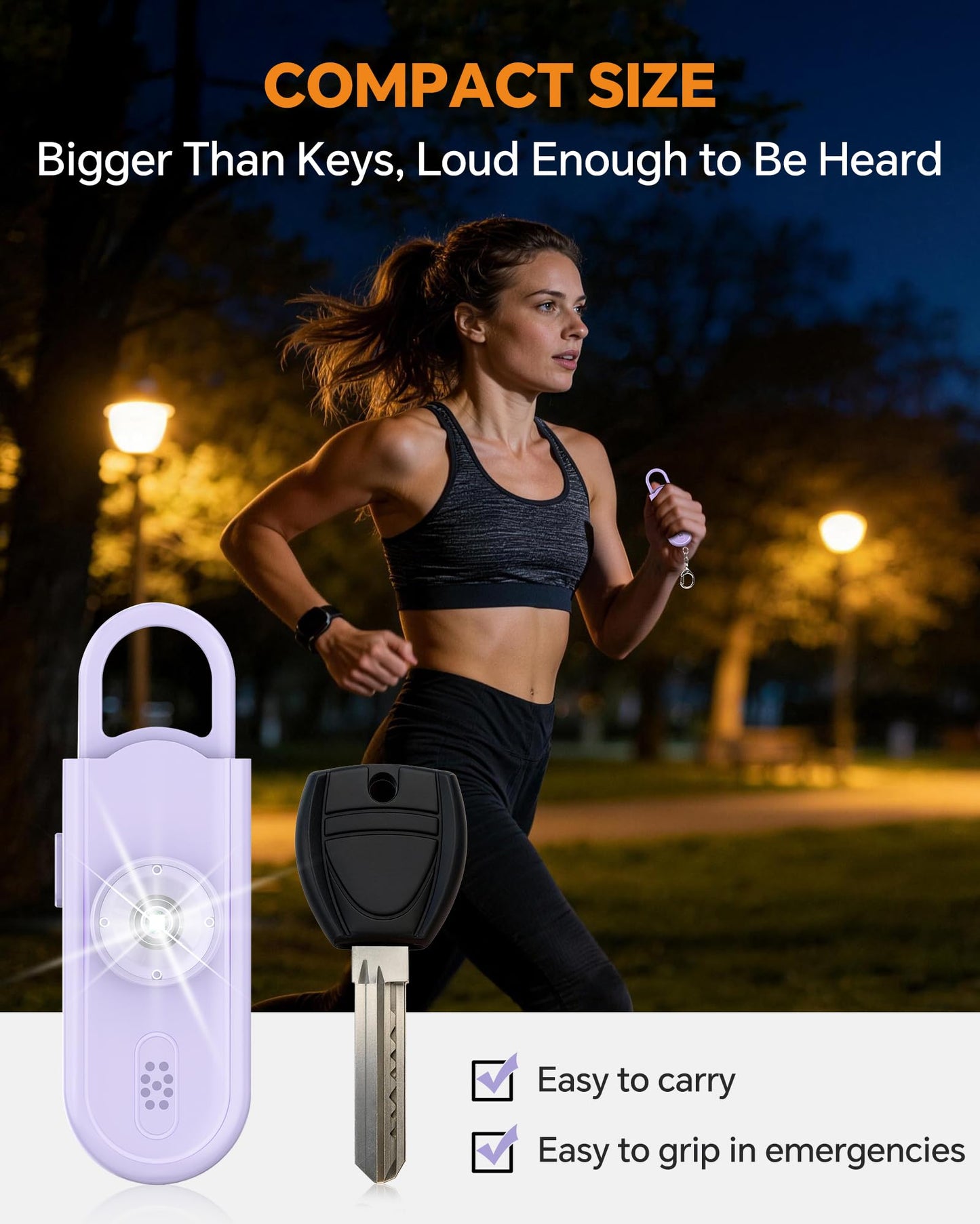 Safe Sound Personal Alarm, 2 Pack 130 dB Loud Siren Song Emergency Security Alarm Keychain with Strobe LED Light, Personal Sound Safety Siren for Women, Men, Children, Elderly