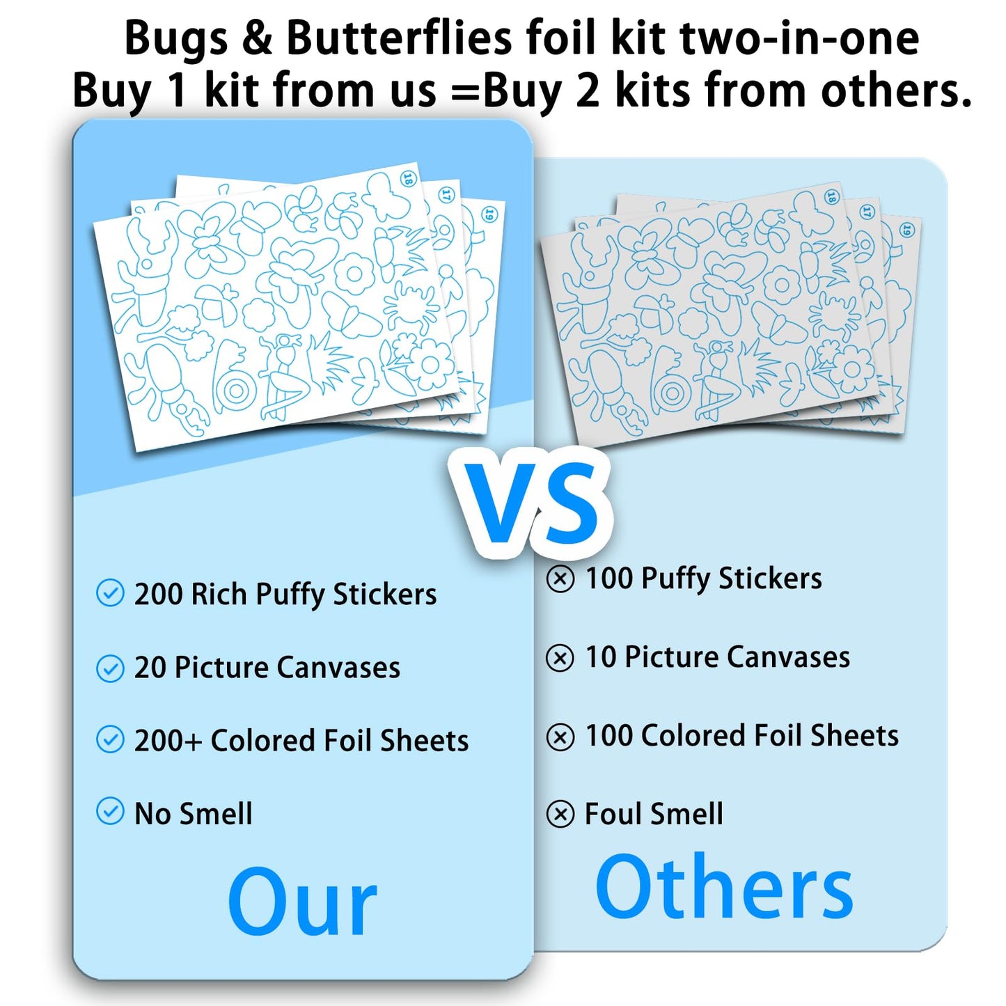 Yazhiji Foil Art Craft Kits for Kids - Bugs Butterfy Mess -Free Fun Activity Set for Child, DIY Printing Craft Kit,Gifts for Ages 4 5 6 7 8 9 10 Years Old, Art Supplier Toys for Boys Girls