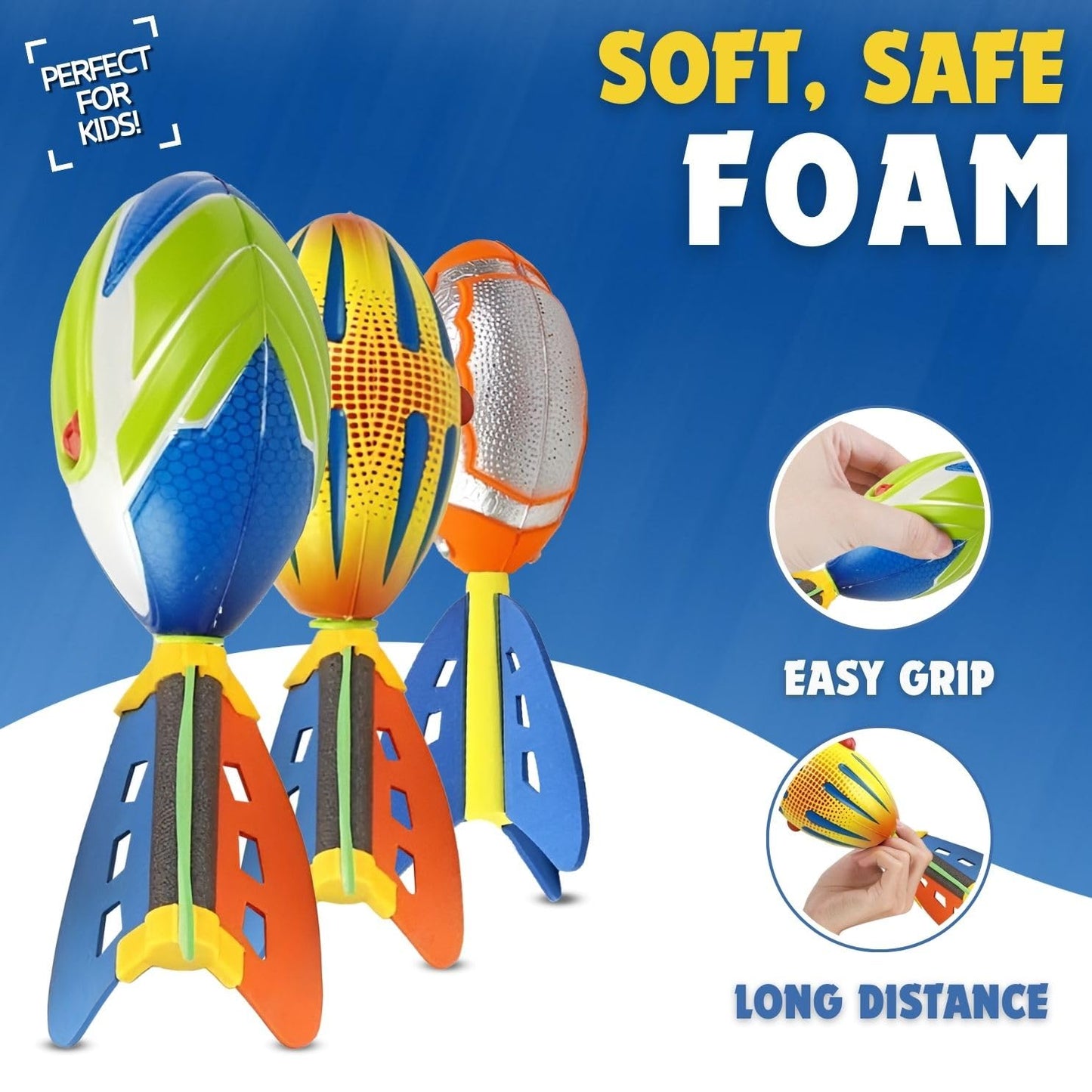 Liberty Imports 3 Pack Whistling Foam Footballs with Tail – Pocket Missile Rocket Football Toy Set for Kids – Aero Howling Sports Flyers for Outdoor Games, Backyard Play, Beach