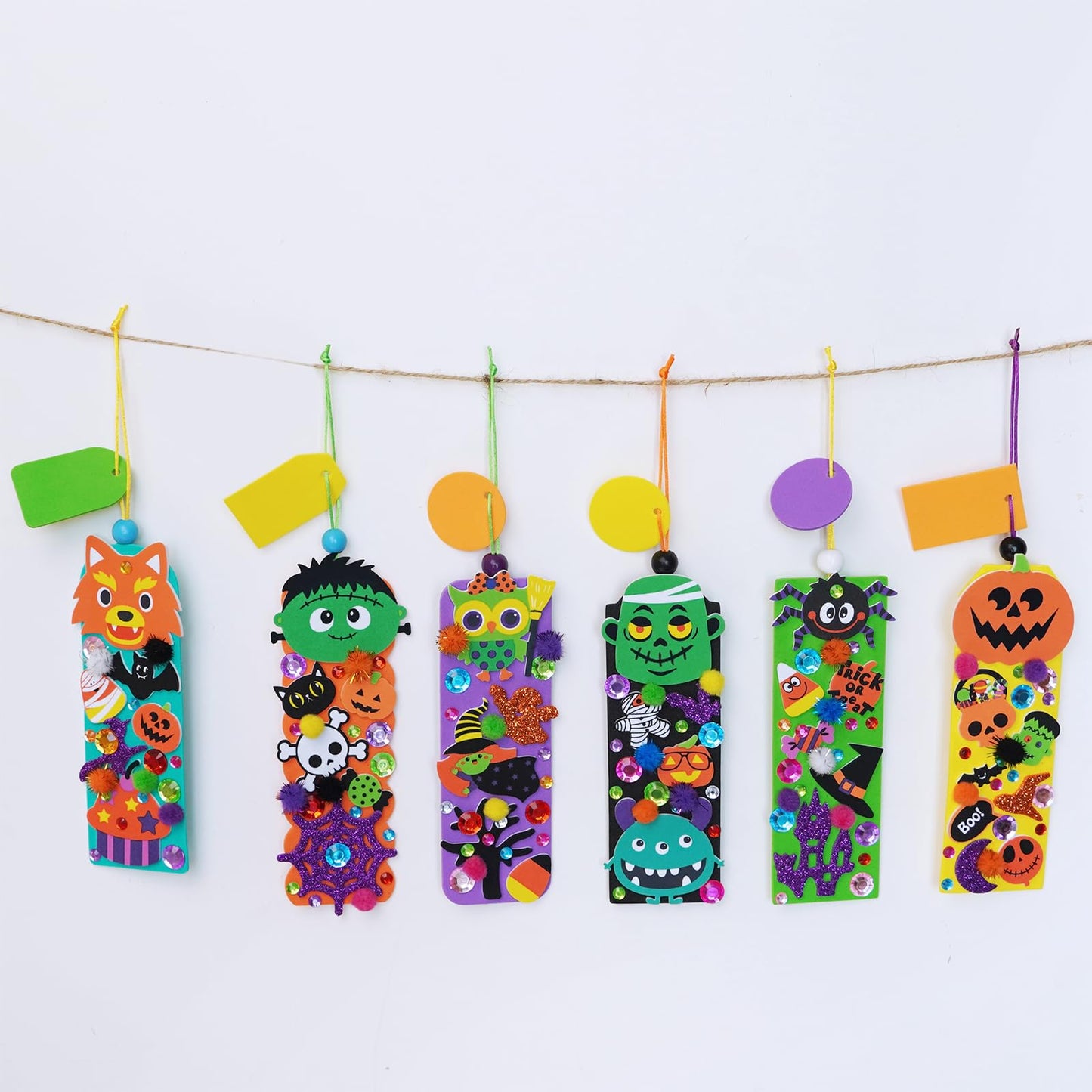 Winlyn 36 Sets Halloween Crafts Kits Holiday Fall Kids Crafts DIY Halloween Bookmarks Ornaments Art Sets Bats Monster Ghost Foam Stickers Arts and Crafts for Kids Classroom Activities Party Favors