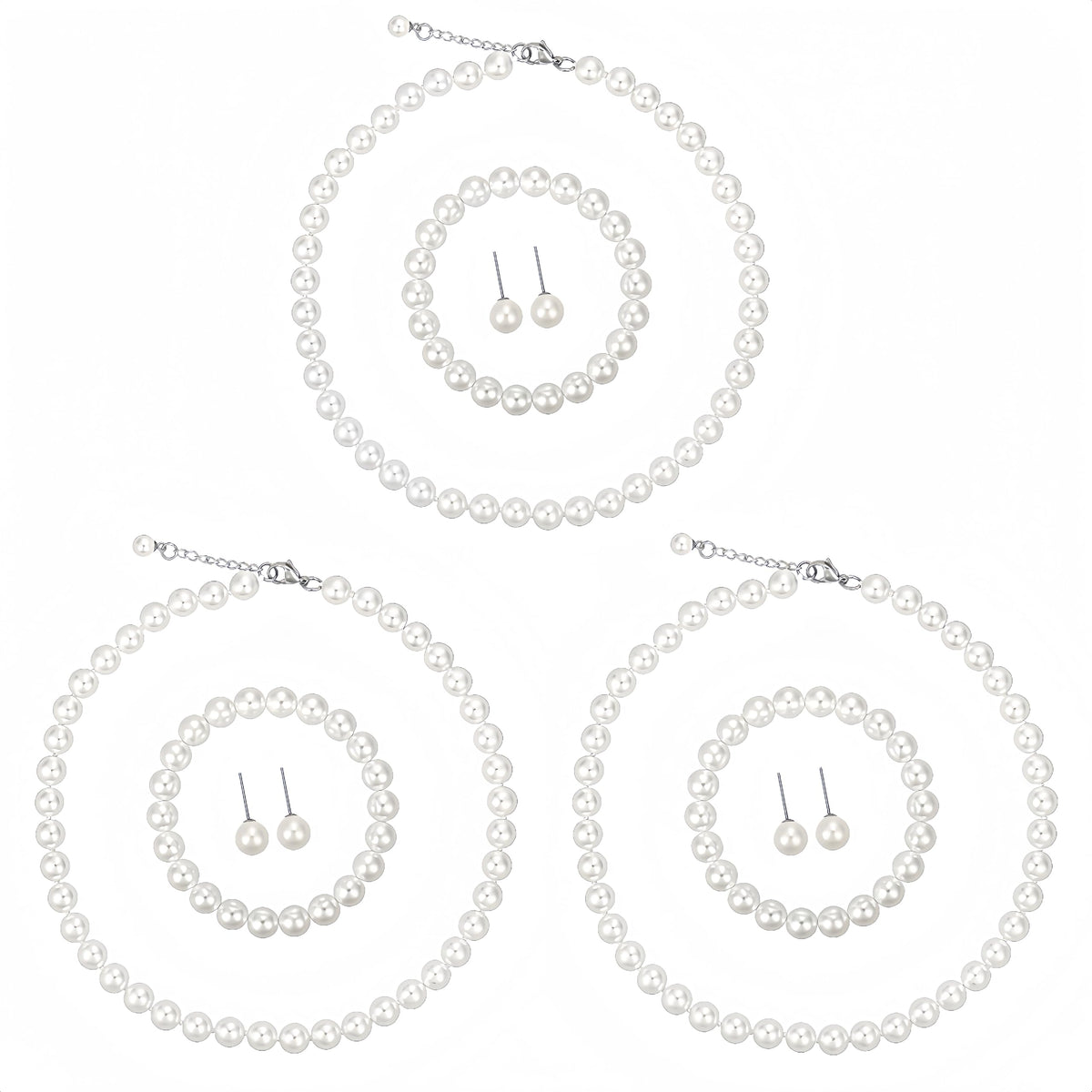 GACEMIU 8mm 3/9/27/45/90/135 Pcs Glass pearl Necklace Jewelry Necklace Jewelry Set for Women (Faux Hand Knotted Glass Imitation Pearls, 9)