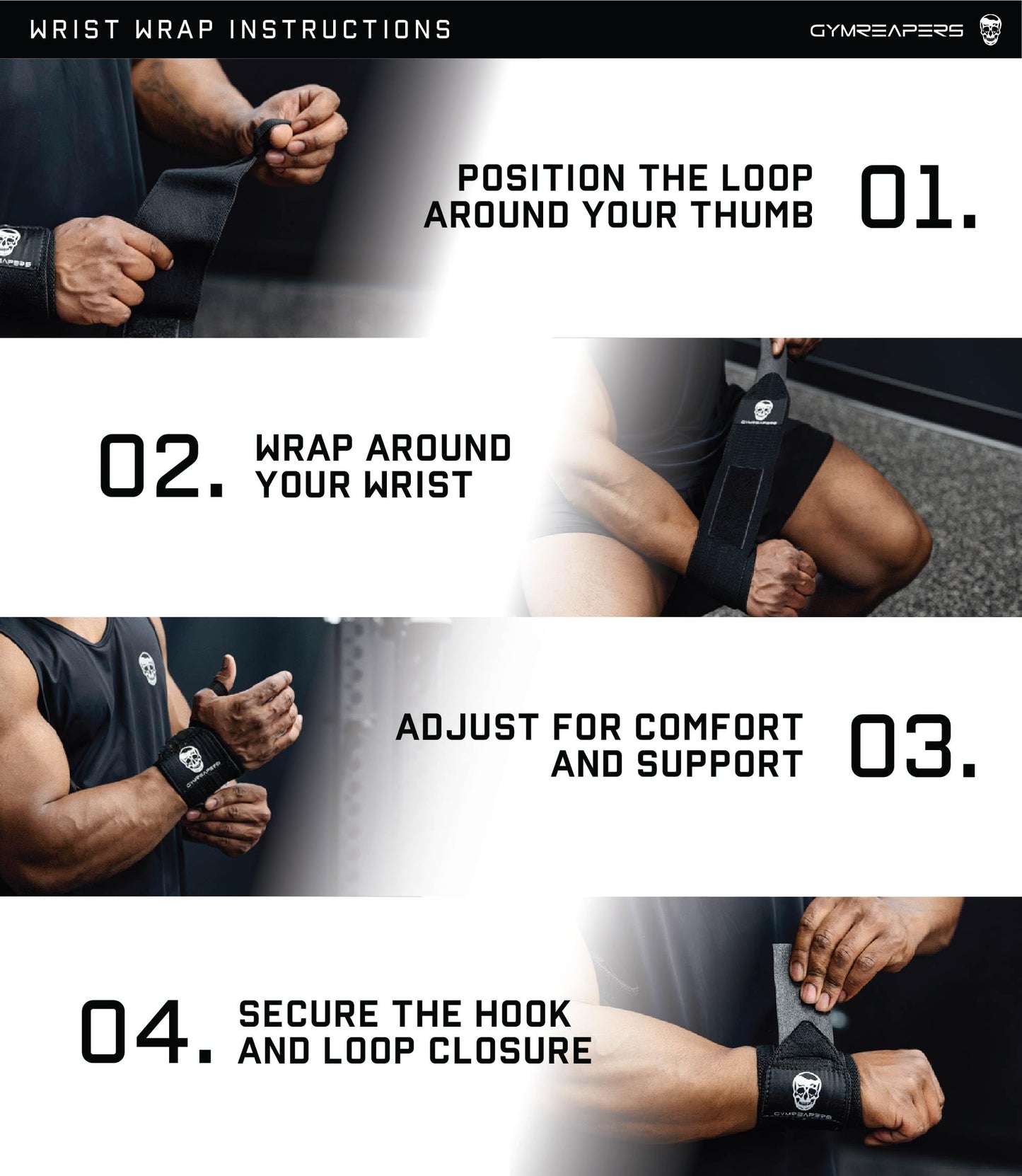 Gymreapers Weightlifting Wrist Wraps (Competition Grade) 18" Professional Quality Wrist Support with Heavy Duty Thumb Loop - Best Wrap for Powerlifting, Strength Training, Bodybuilding(Black,18")