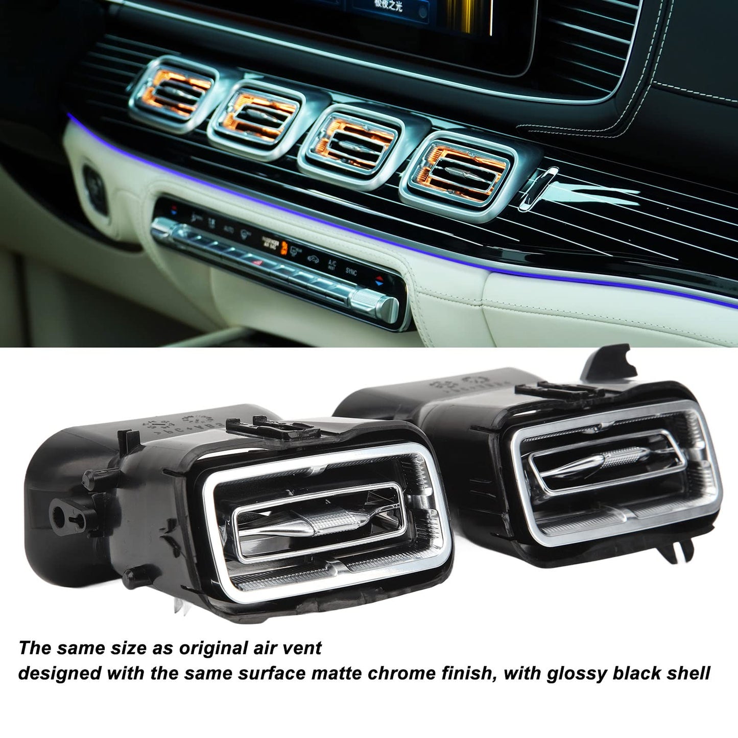 Air Vent Ambient Light, 4 Pcs 64 Color Front LED Turbine Air Vent Ambient Light Kits for GLE GLS‑Class W167 X167 2020 and Up