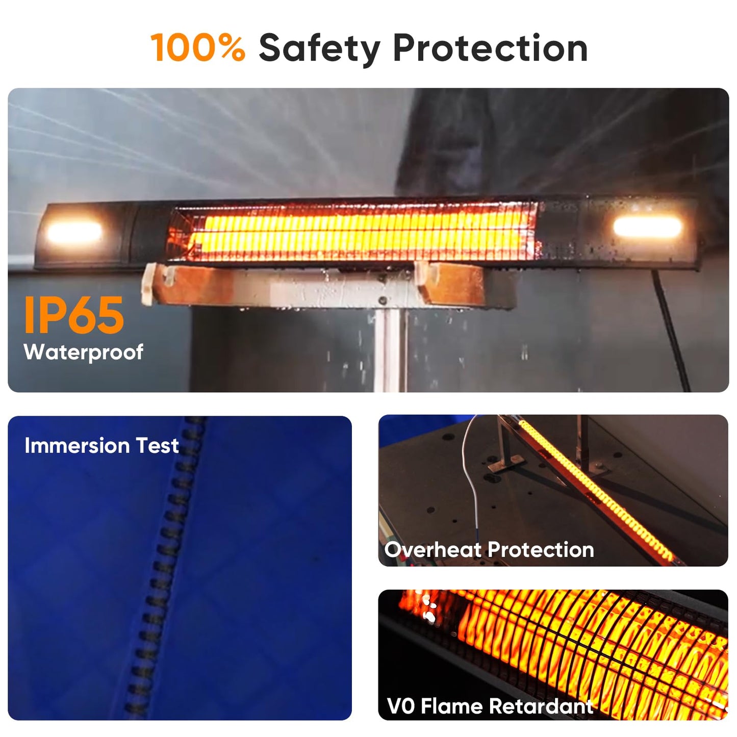 YESERLI Wall Mounted Patio Heater with LED Light, 1500W Electric Outdoor Heater, Fast Carbon Infrared Heating with Remote & Timer, IP65 Waterproof for Backyard, Gazebo and Outside Evening