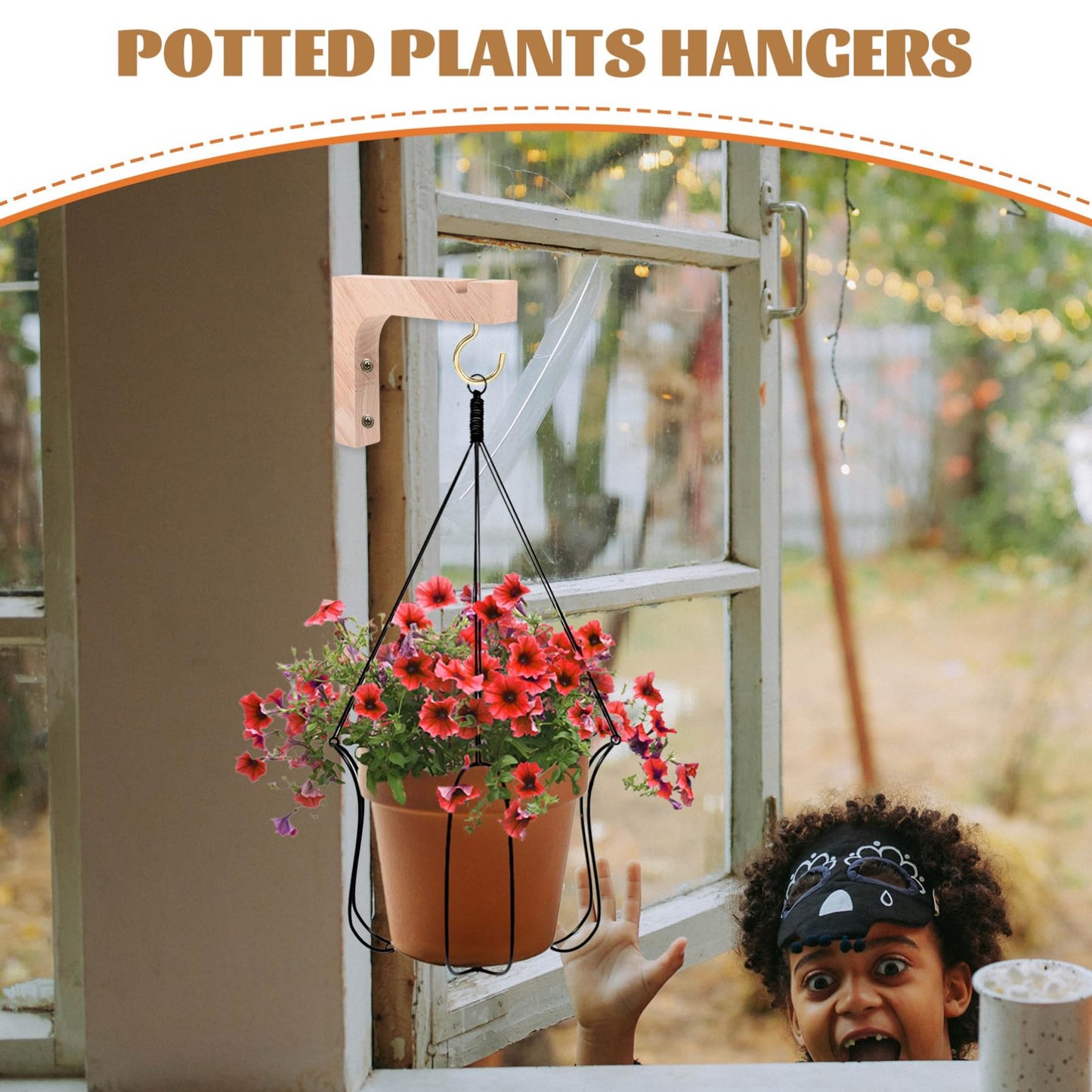 Toddmomy 2pcs Wooden Hanging Plant Brackets Wall Hooks for Indoor Outdoor Plant Hangers Heavy Duty Flowerpot Support with Natural Wood Finish