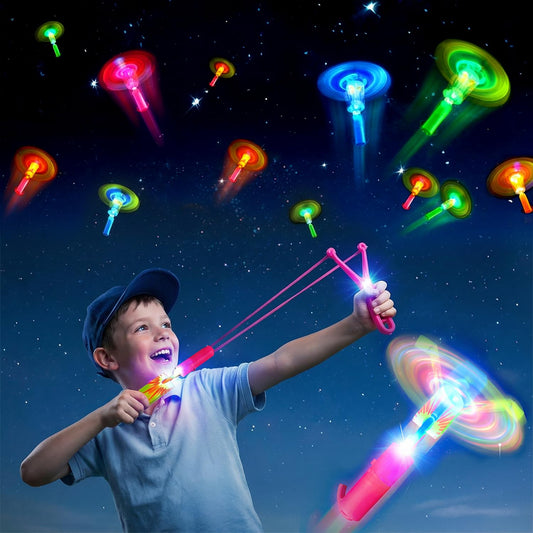 30 Packs Glow in the Dark Flying Toys Slingshots Rocket helicopter with Whistle for Kids,Glow Party Pavor Supplies for Kids Adults,Light up Toys for Camping Games Birthday Gifts Easter Basket Stuffer