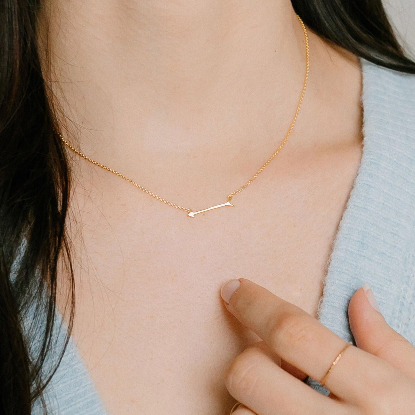 GUOKE Arrow Necklace - 14K Gold Plated Dainty Gold Necklace Simple Jewelry for Women