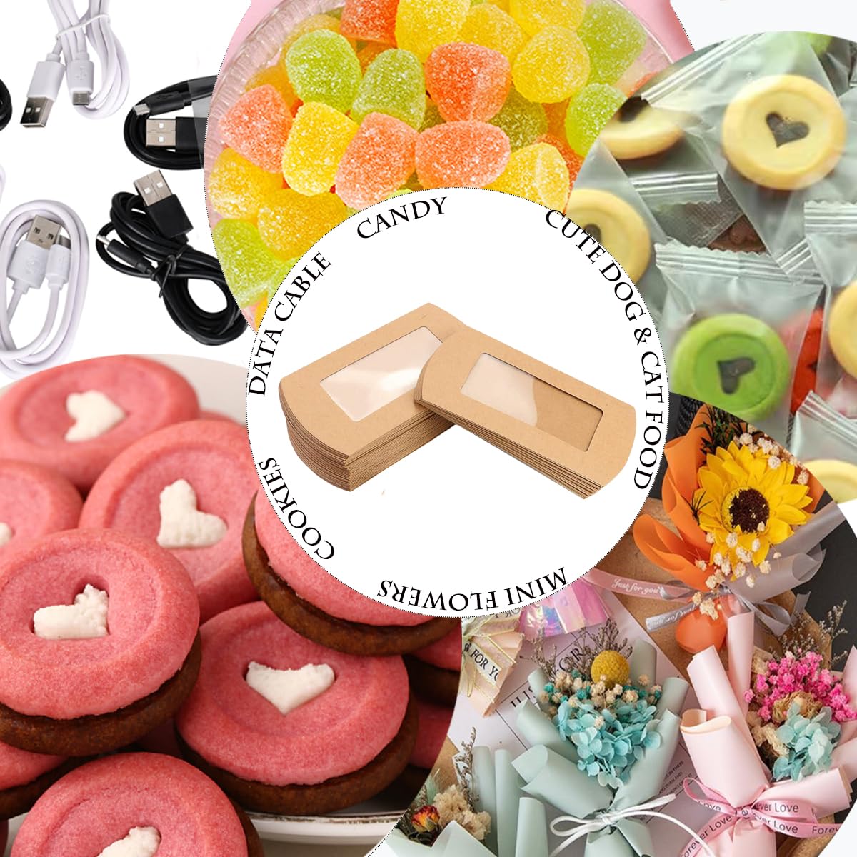 80 Pcs Pillow Gift Boxes with Windows,Kraft Paper Mini Pillow Packaging Box, Creative Favor Box Folding Treat Boxes with Clear Window for Bakery Candy Chocolate Jewelry Display Wedding Party Favor