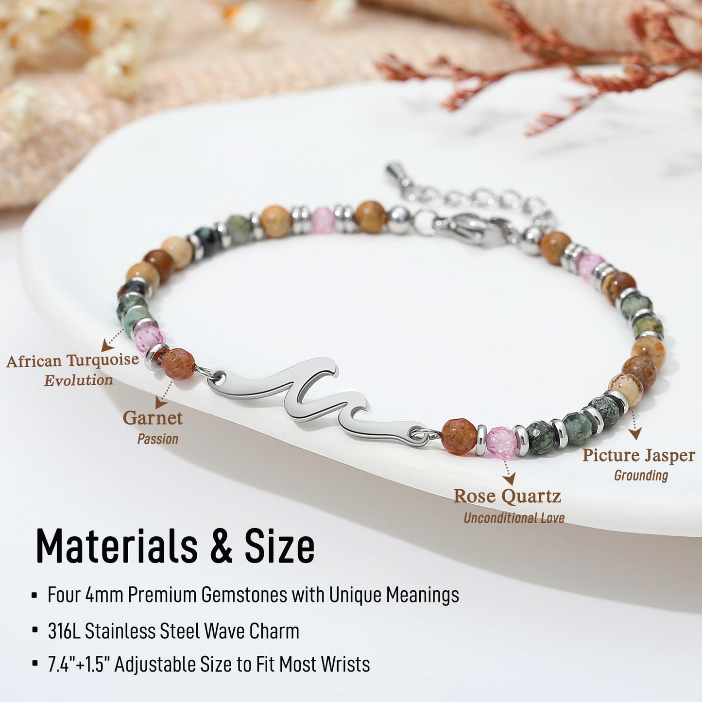 TONY & SANDY Granddaughter Gifts from Grandma, to My Granddaughter Wave Bracelet for Women, Granddaughters Birthday Graduation Her Christmas Teens Jewelry Presents Sweet 16 Mothers Day