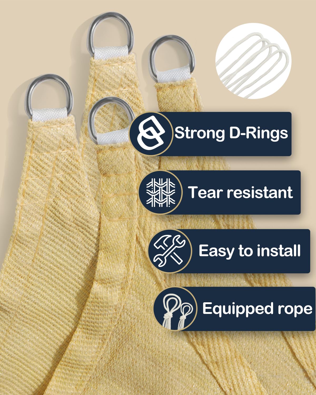Vensovo Sun Shade Sail Rectangle 12' x 16' Permeable Canopy - UV Block Sunshade for Patio, Garden, Backyard, Deck (Yellow)