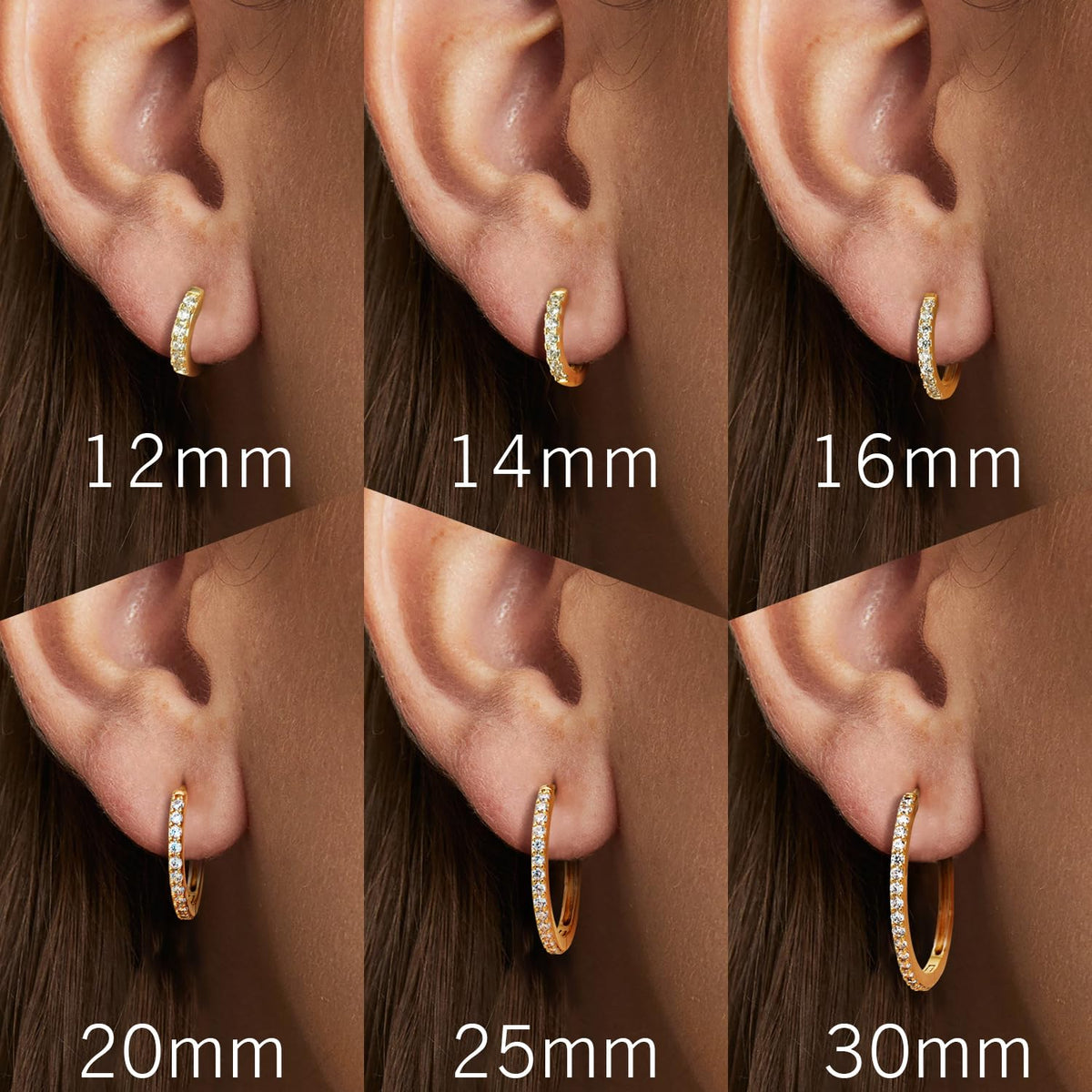 NEARLAND 14K Gold Hoop Earrings for Women 14K Gold Earrings for Women Small Gold Hoop Earring for Womens with Round Cubic Zirconia Lightweight Huggie Hoops Earring for Womens 12/14/16/20/25/30mm